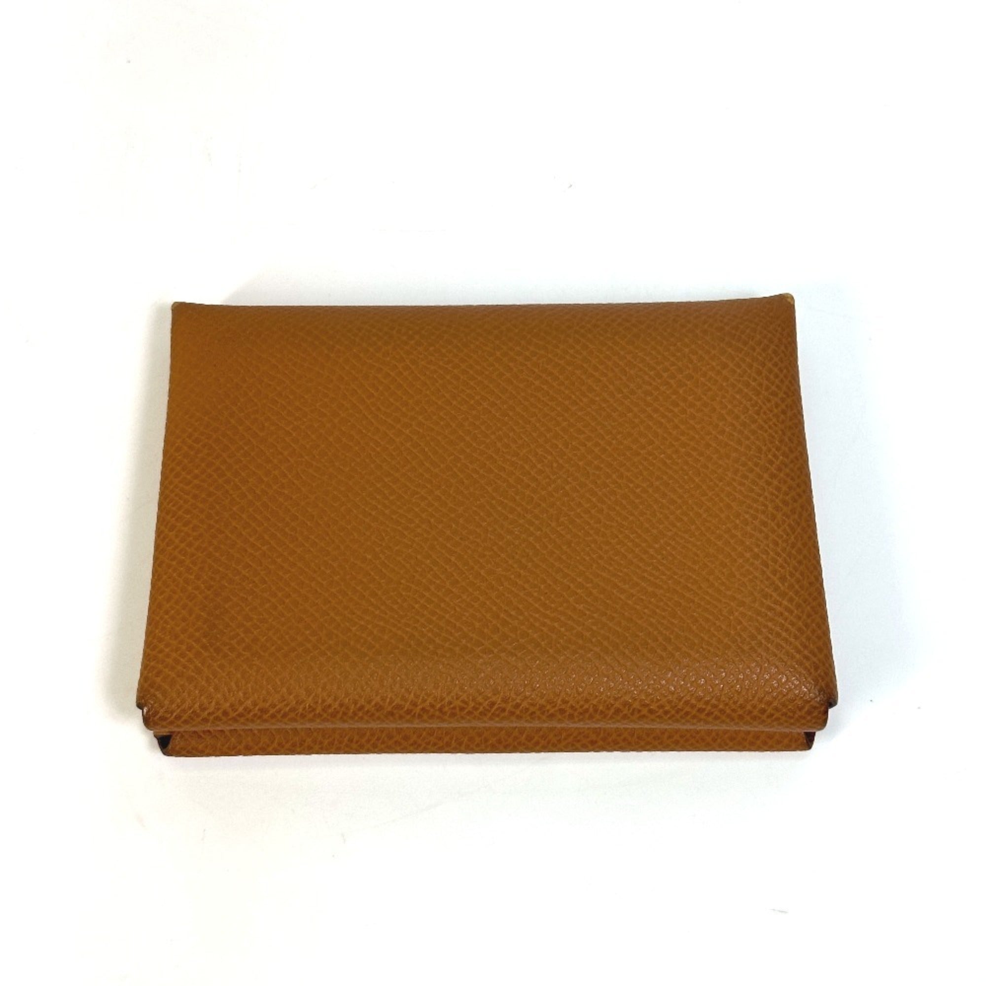 Hermes Brown Gold Brown Epsom Leather Coin Purse/Coin Case (Pre-Owned)