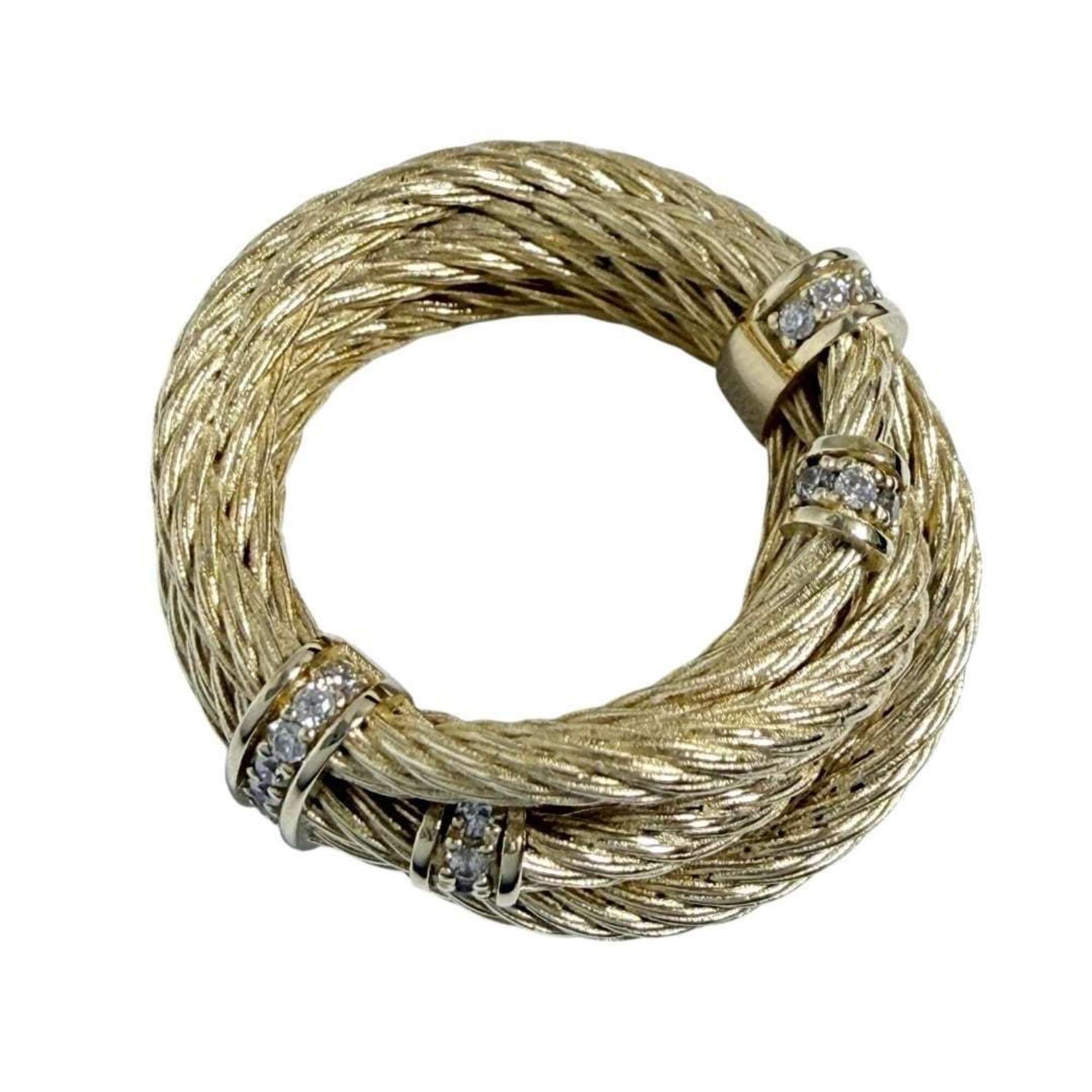Bottega Veneta Rhinestone Silver 925 Band Ring (Pre-Owned)