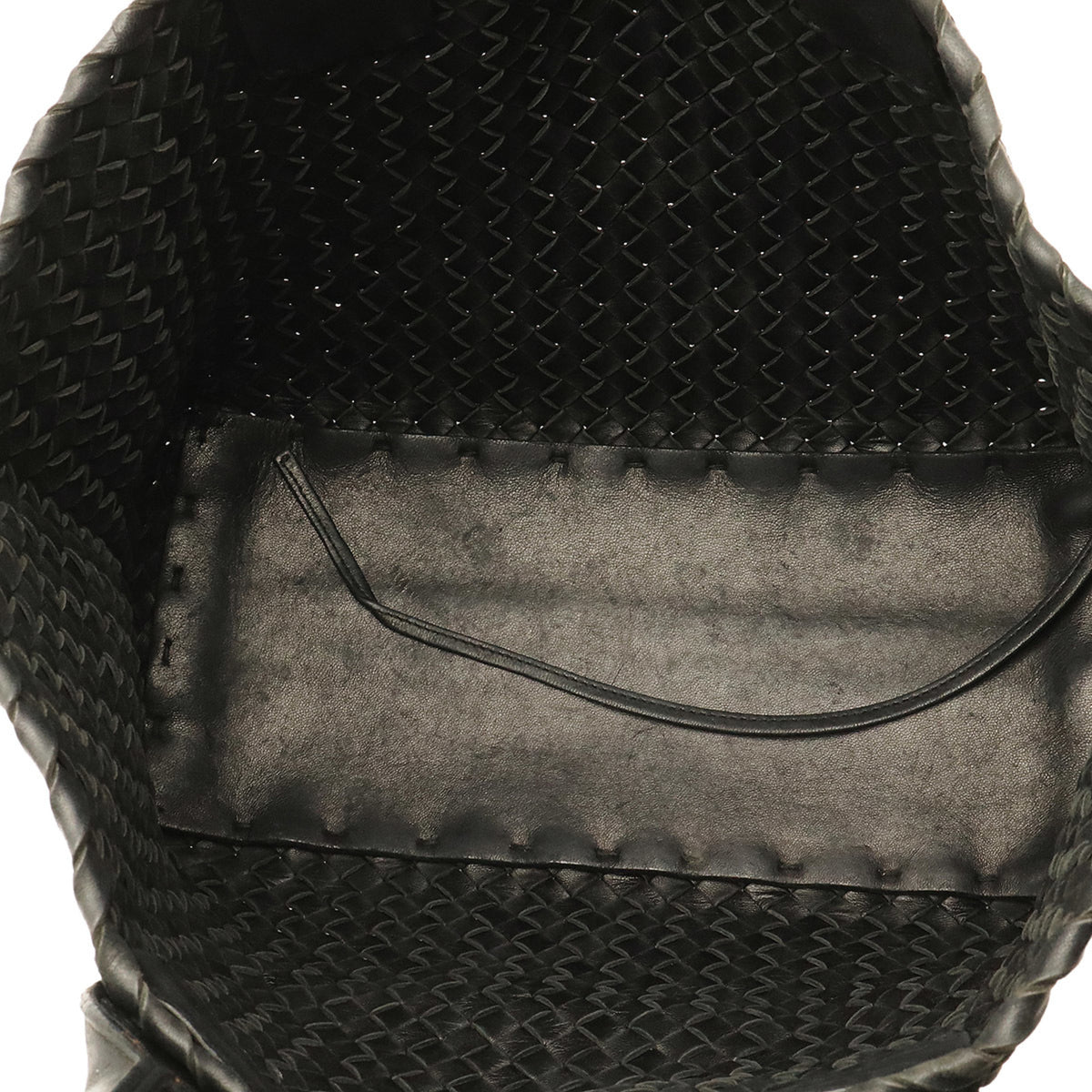 Bottega Veneta Intrecciato Black Leather Handbag Shoulder Bag Tote Bag (Pre-Owned)