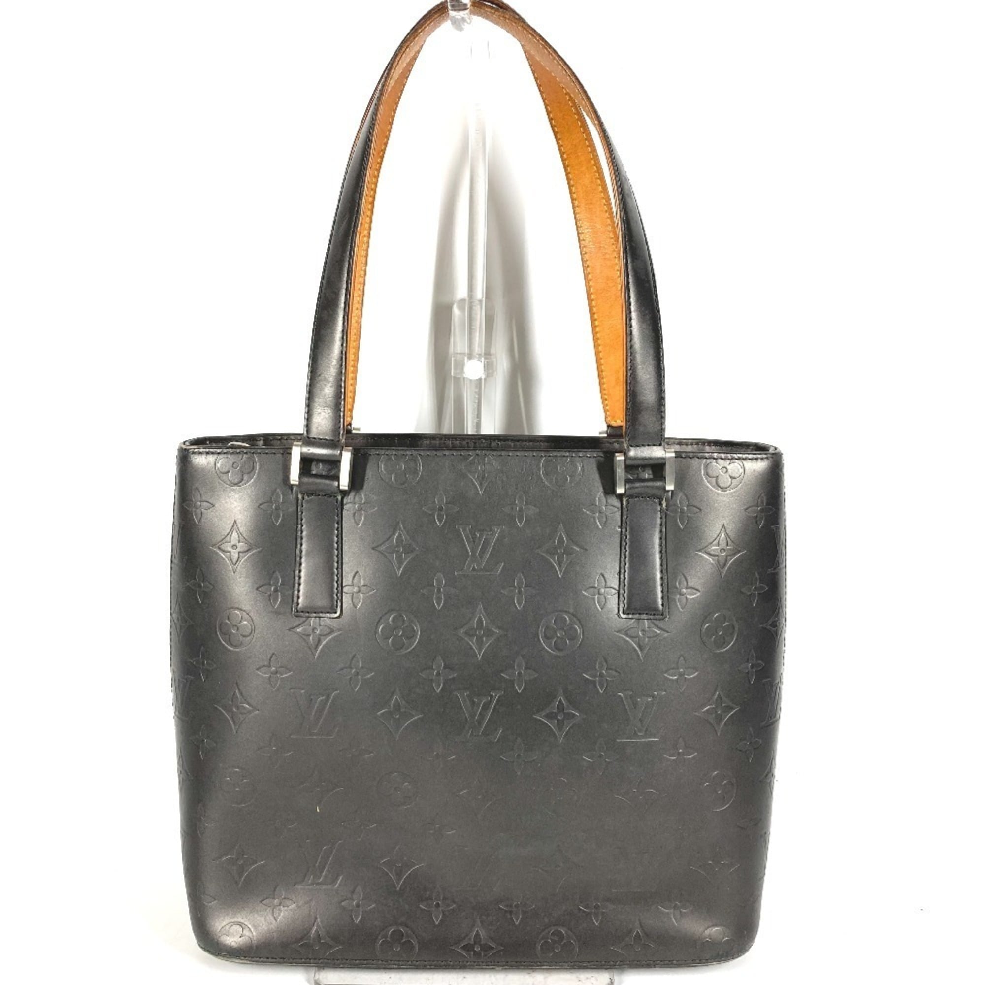 Louis Vuitton Black Dark Gray Monogram Mat Leather Shoulder Bag Tote Bag (Pre-Owned)