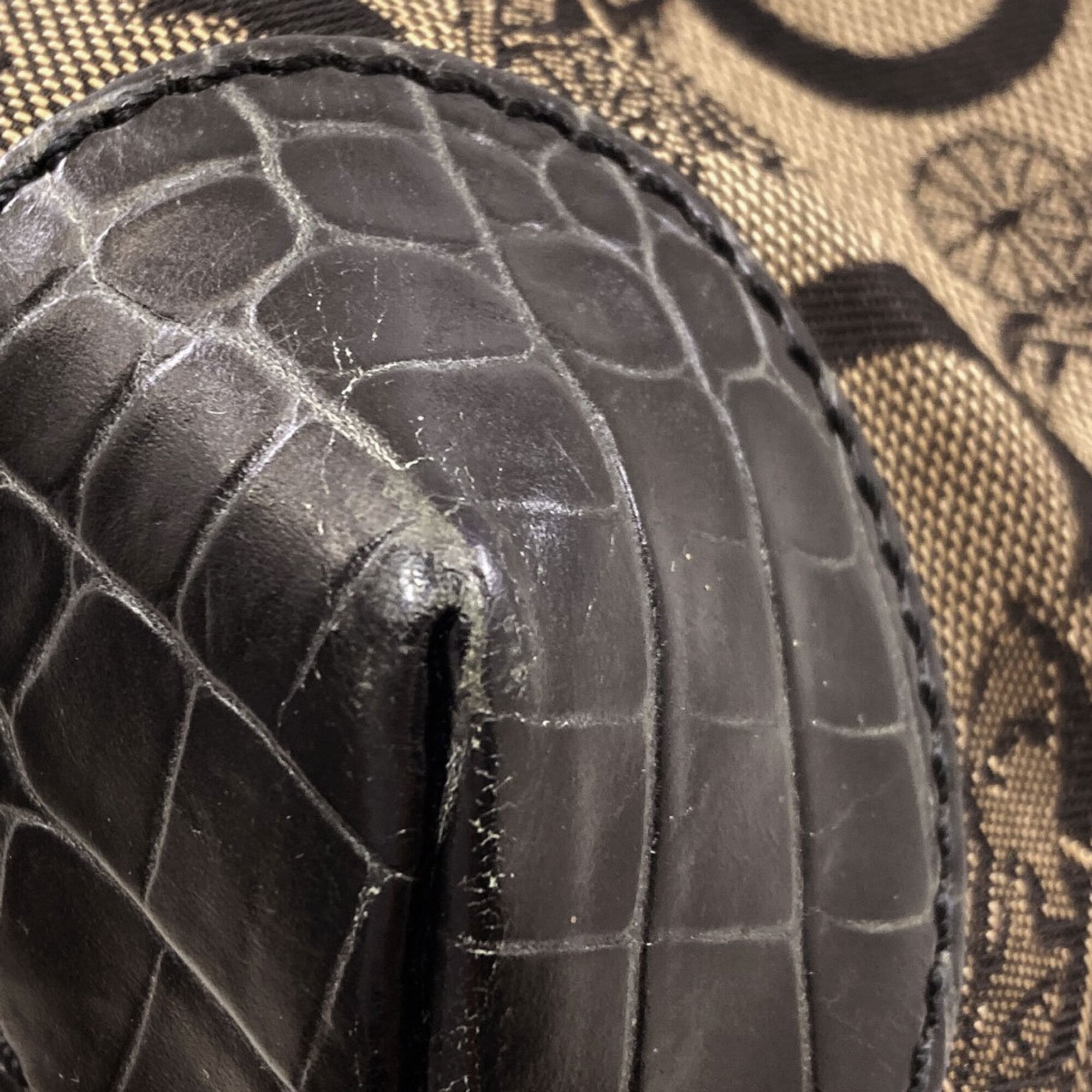 Celine Black Brown Canvas Handbag (Pre-Owned)