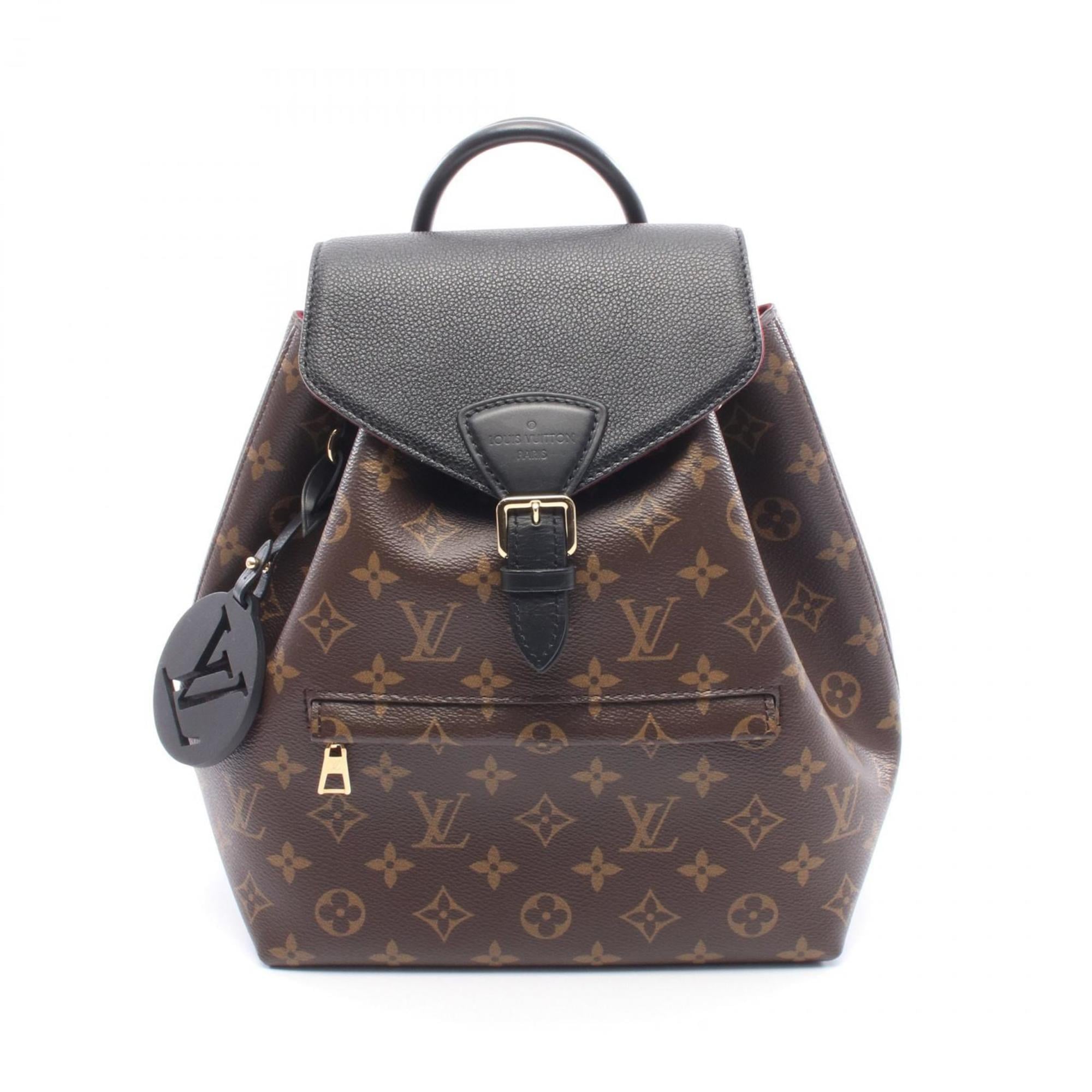 Louis Vuitton Black Brown Coated Canvas Leather Backpack Handbag (Pre-Owned)