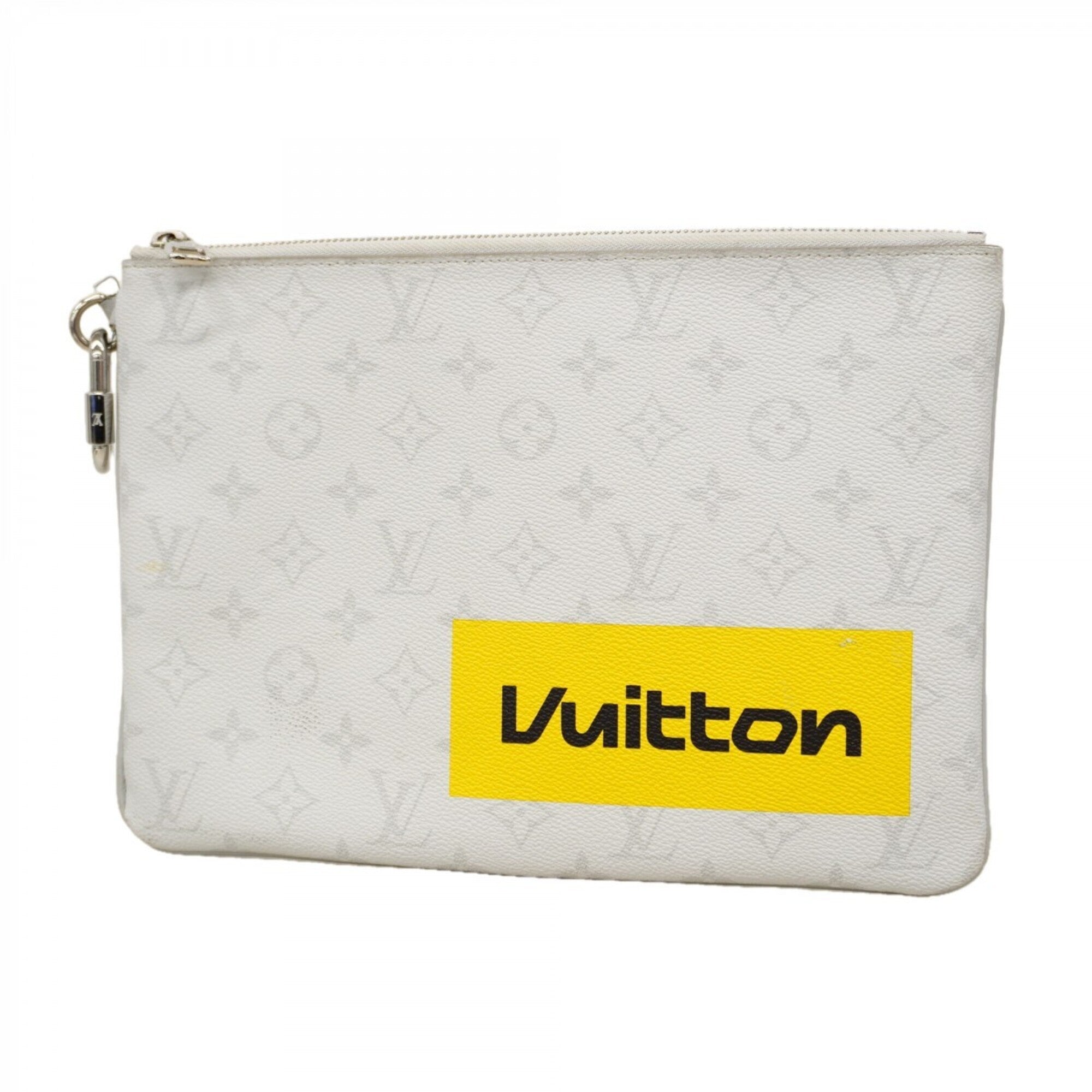Louis Vuitton Gray Yellow Clutch Bag (Pre-Owned)