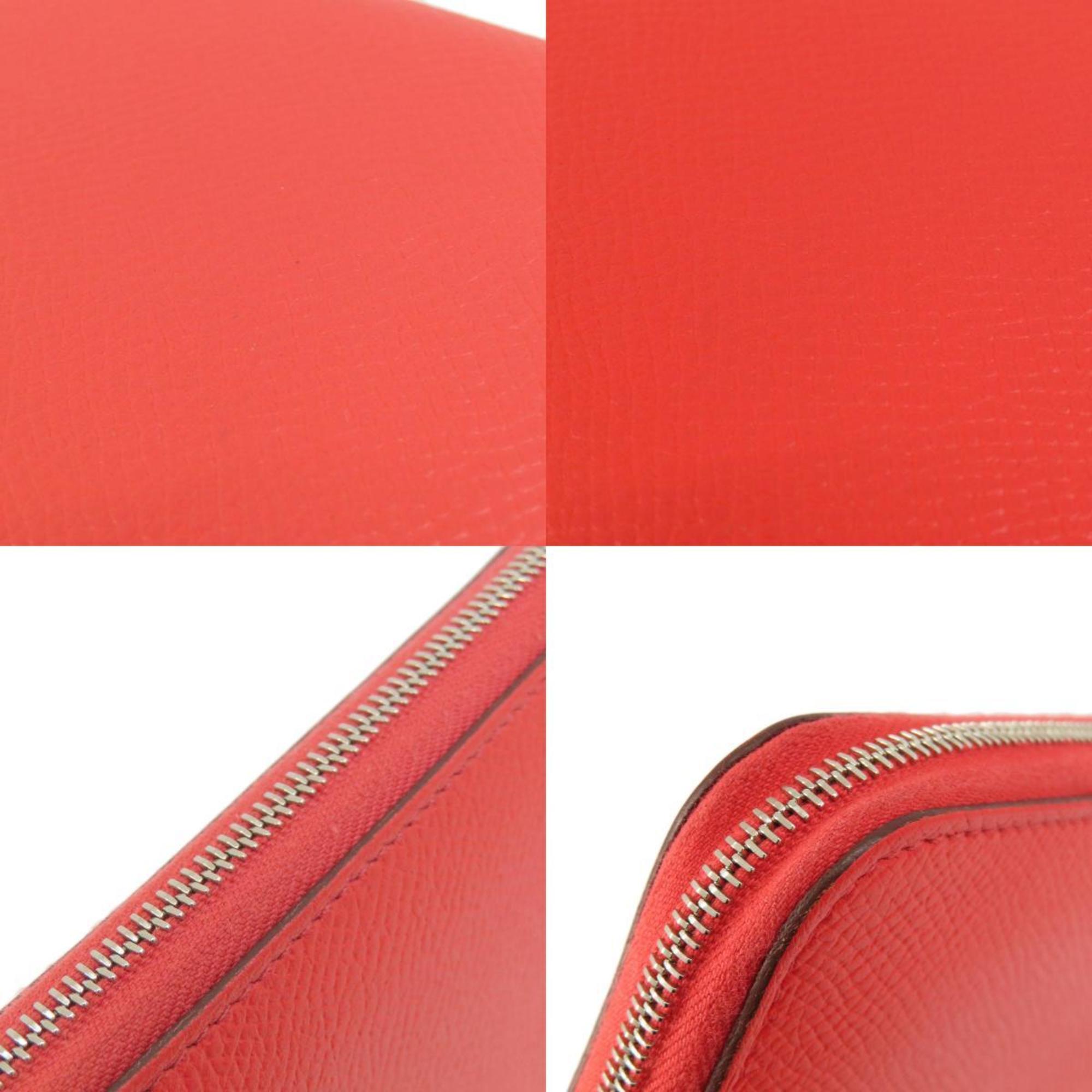 Hermes Red Color Epsom Leather Long Wallet (Bi-Fold) (Pre-Owned)
