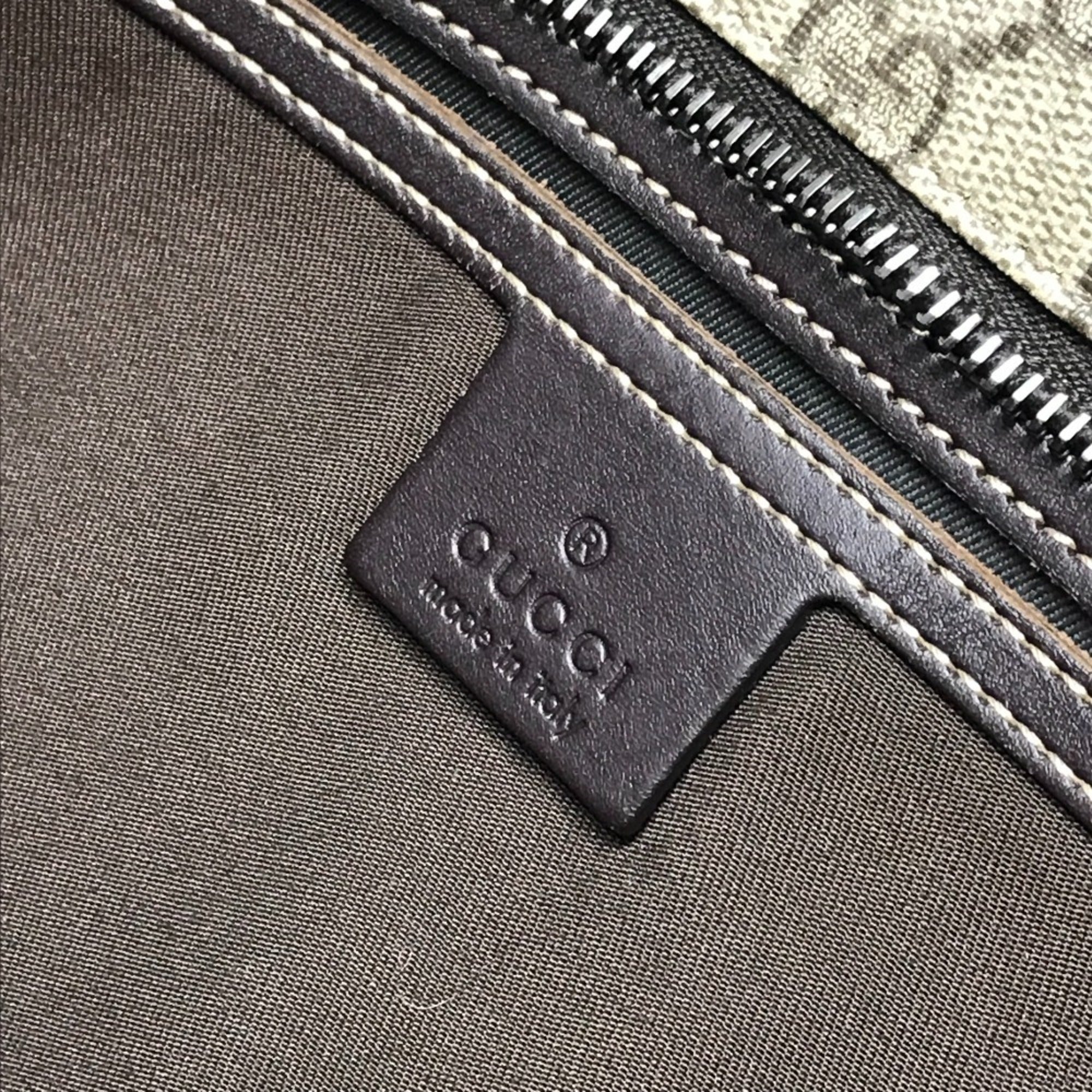 Gucci Beige Dark Brown Gg Supreme Leather Shoulder Bag Tote Bag (Pre-Owned)