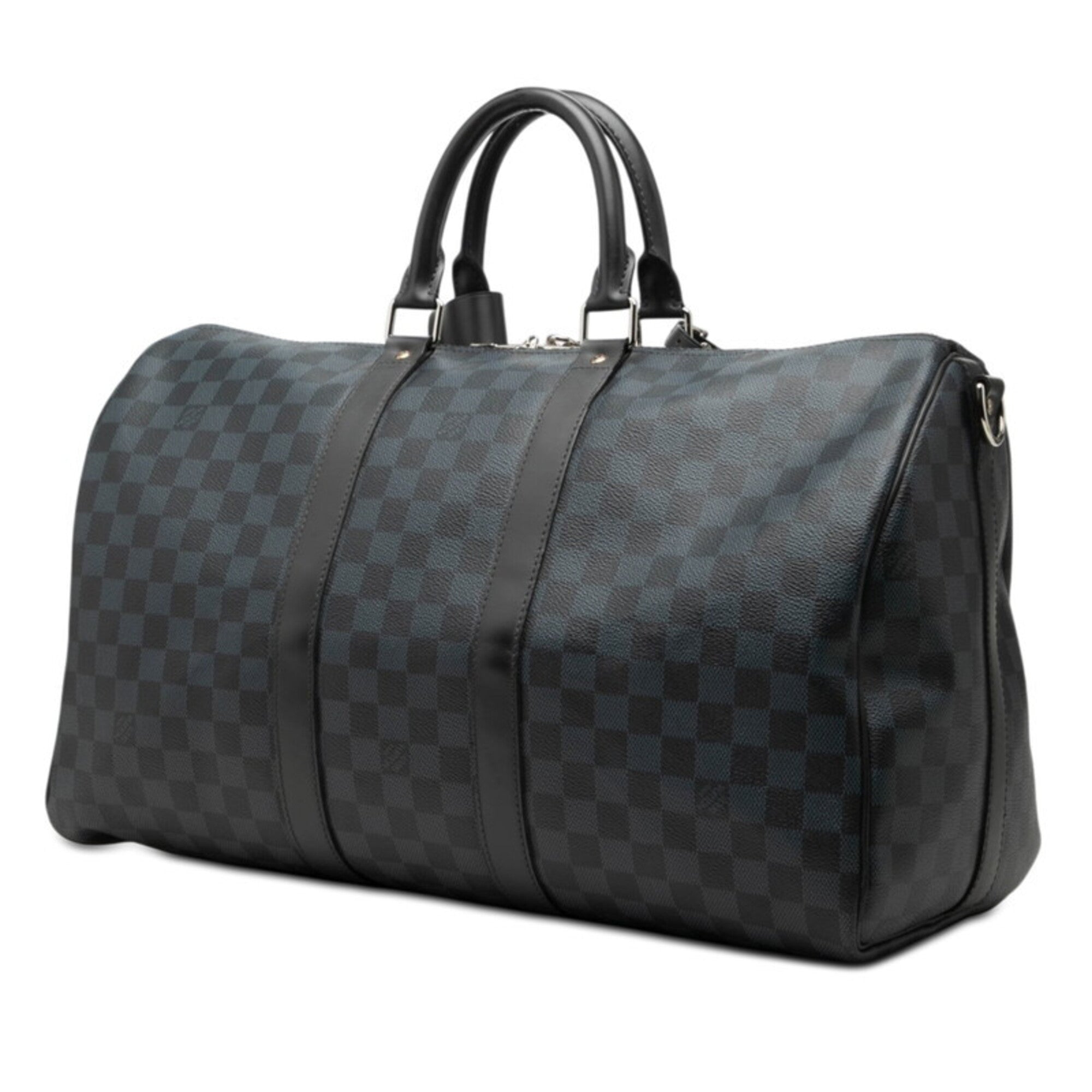 Louis Vuitton Navy Pvc Leather Boston Bag (Pre-Owned)