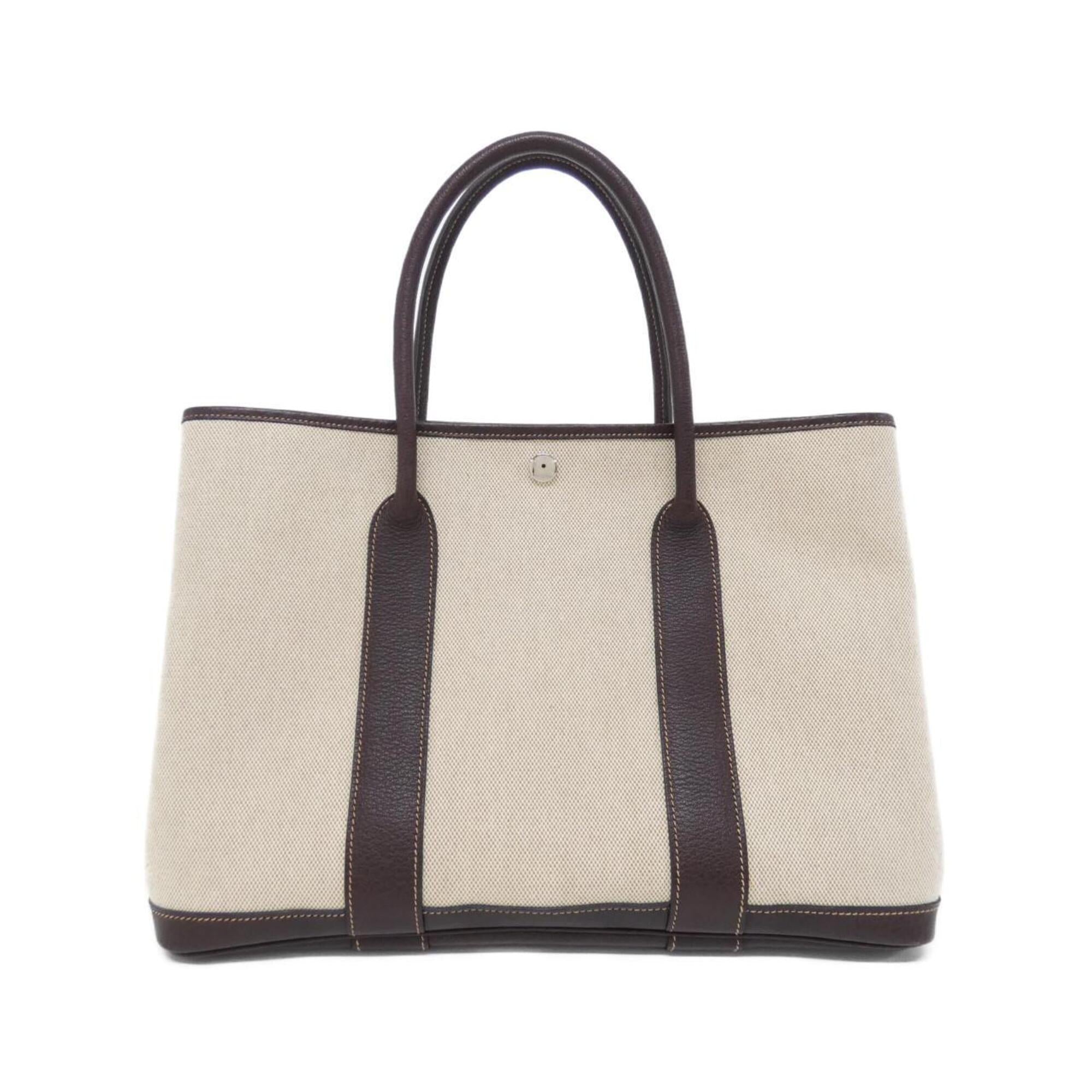 Hermes Brown Toile H Buffle Skipper Leather Handbag (Pre-Owned)