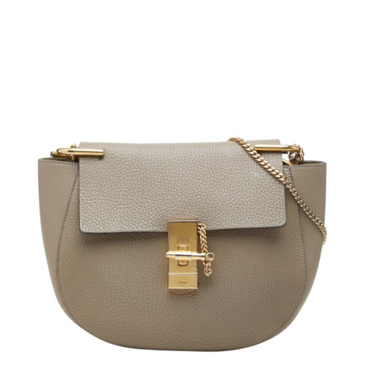 Chloé Drew Gray Leather Shoulder Bag (Pre-Owned)
