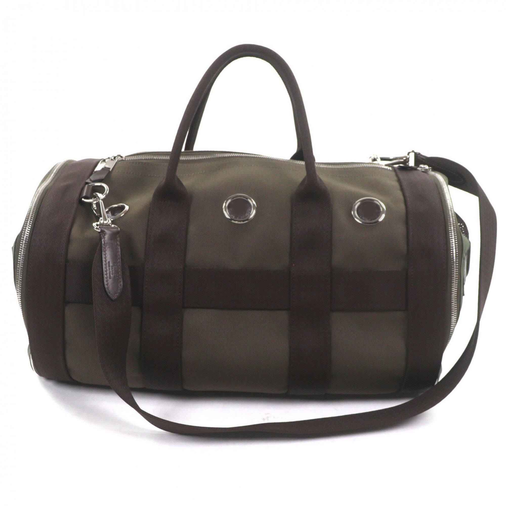 Hermes Khaki Brown Leather Boston Bag (Pre-Owned)