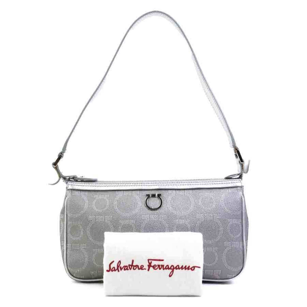 Salvatore Ferragamo Silver Leather Handbag (Pre-Owned)