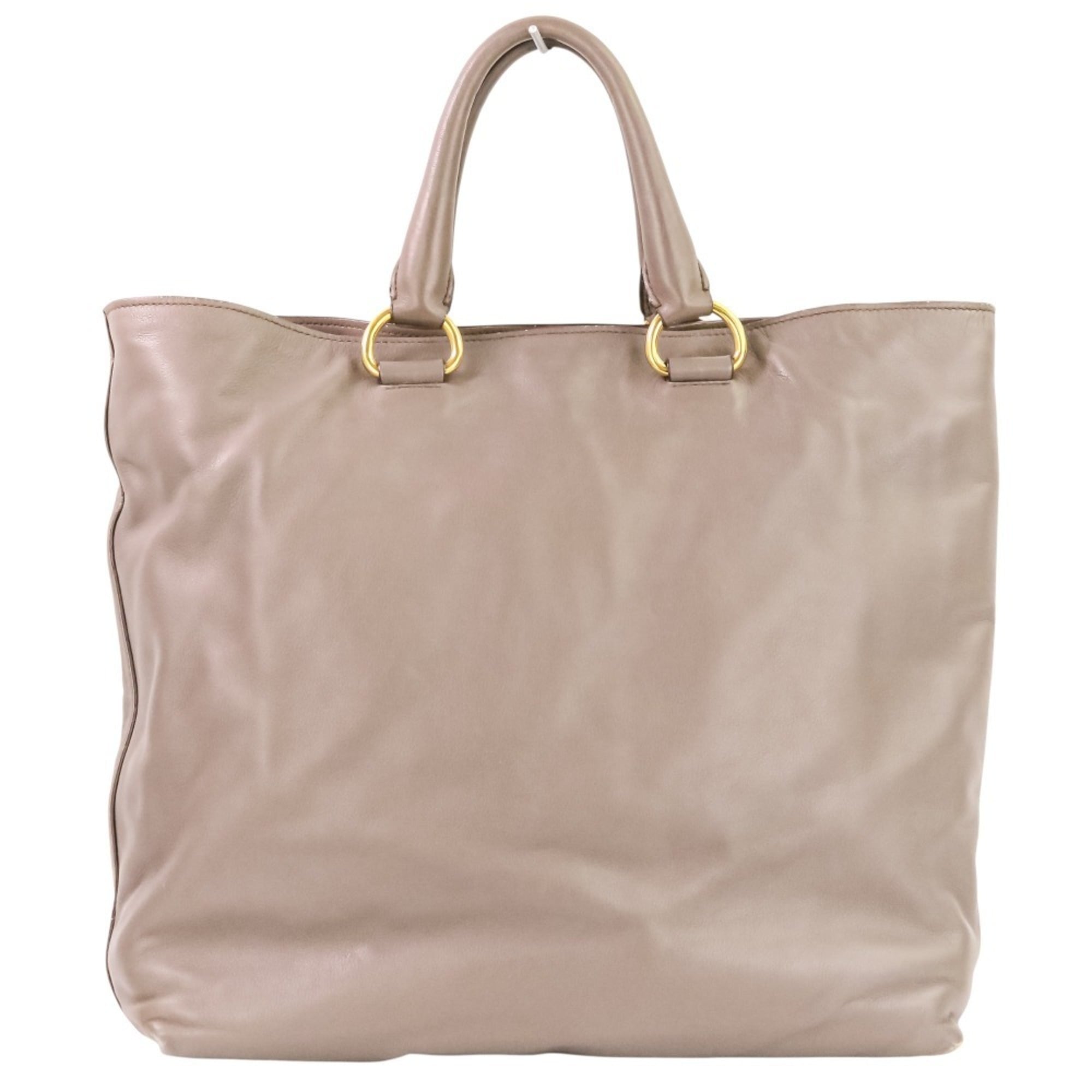 Prada Grayish Leather Shoulder Bag Tote Bag (Pre-Owned)