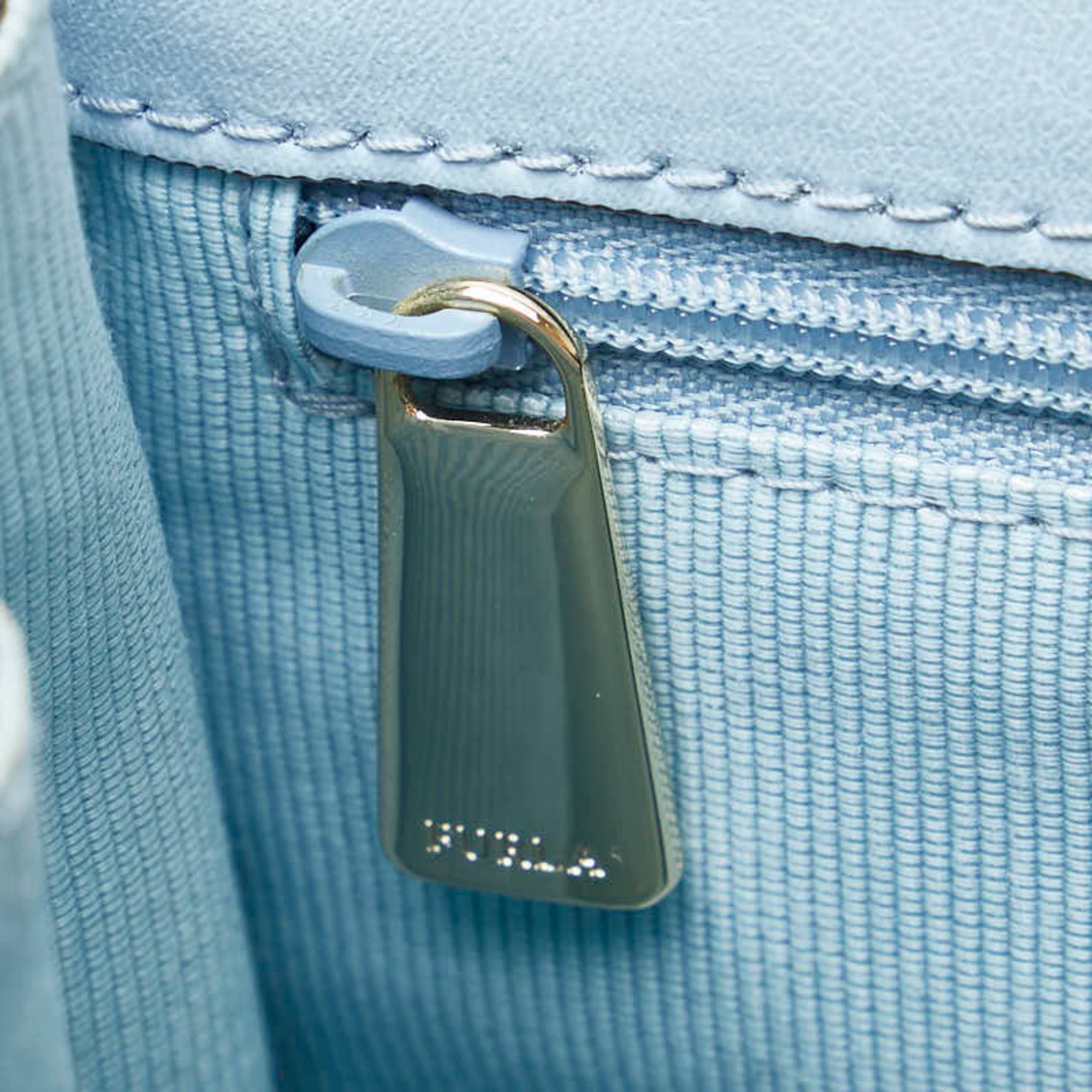 Furla Light Blue White Leather Handbag Shoulder Bag (Pre-Owned)