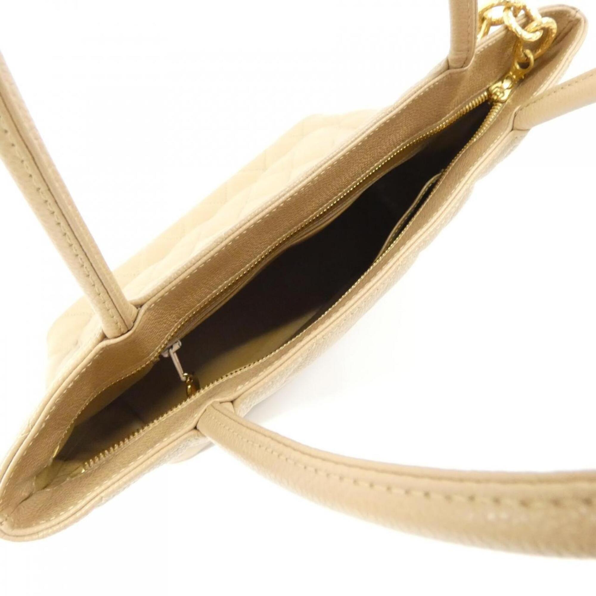 Chanel Beige Grained Calfskin Handbag (Pre-Owned)