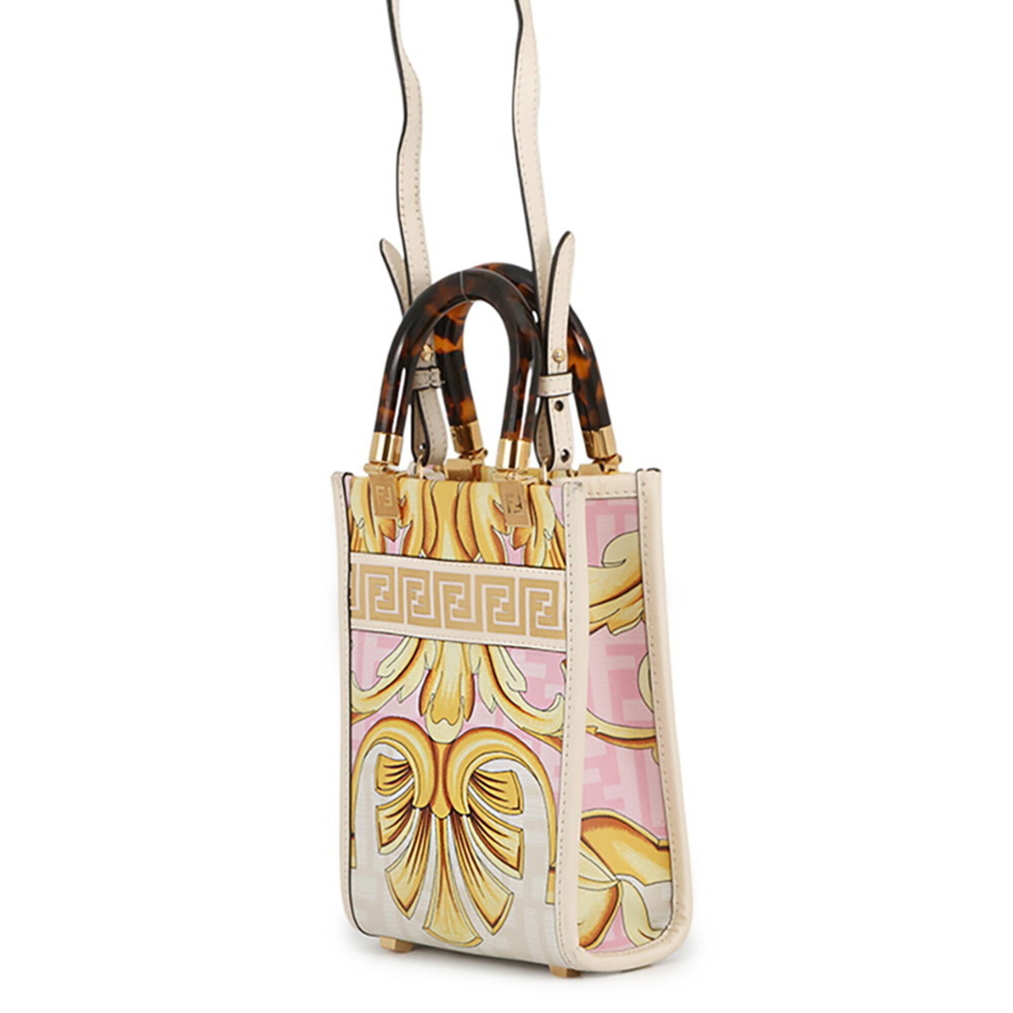 Fendi White Yellow Leather Handbag Shoulder Bag (Pre-Owned)