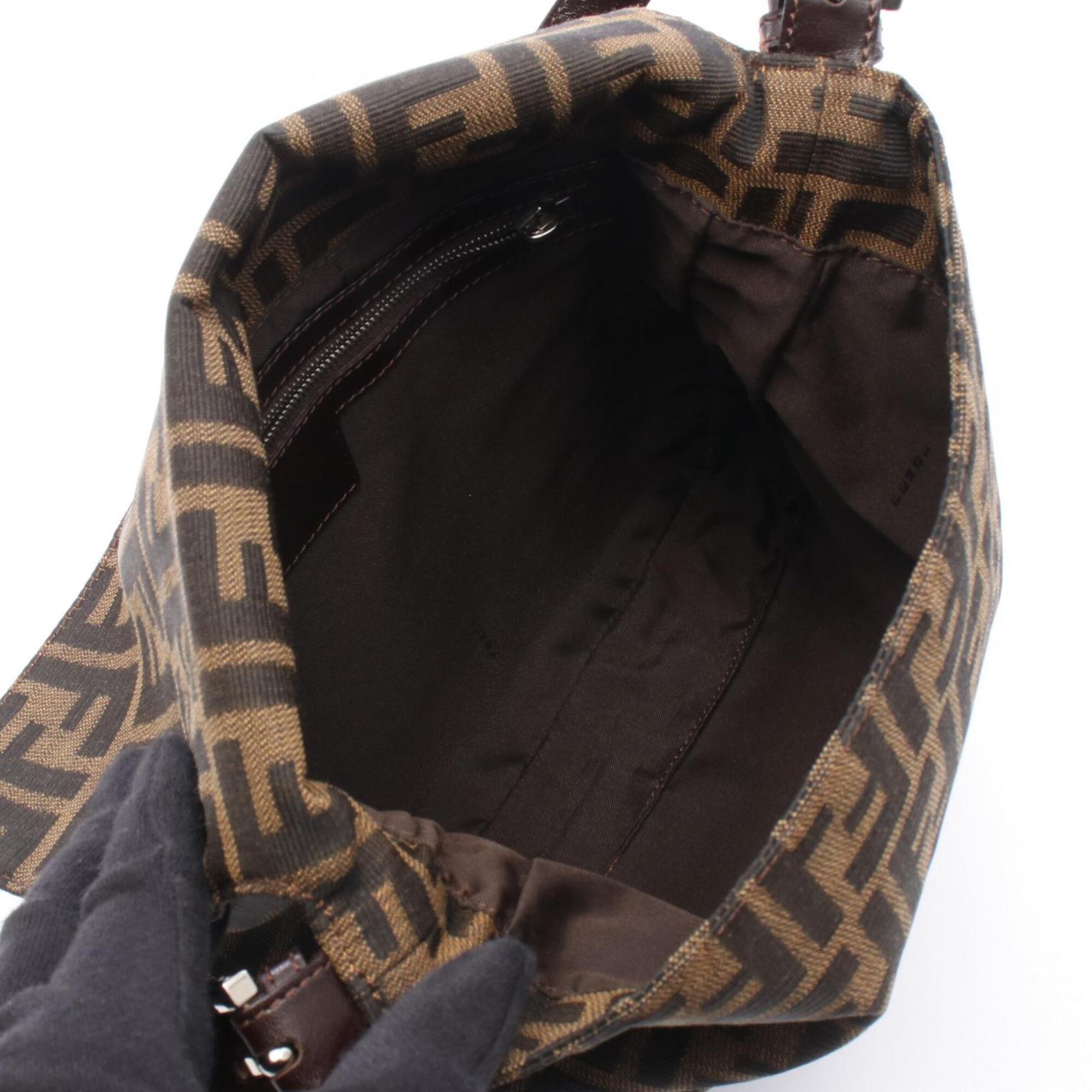 Fendi Brown Canvas Leather Handbag Shoulder Bag (Pre-Owned)
