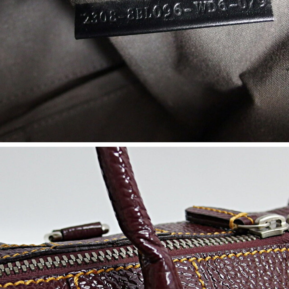 Fendi Bordeaux Burgundy Patent Leather Boston Bag Shoulder Bag Tote Bag (Pre-Owned)
