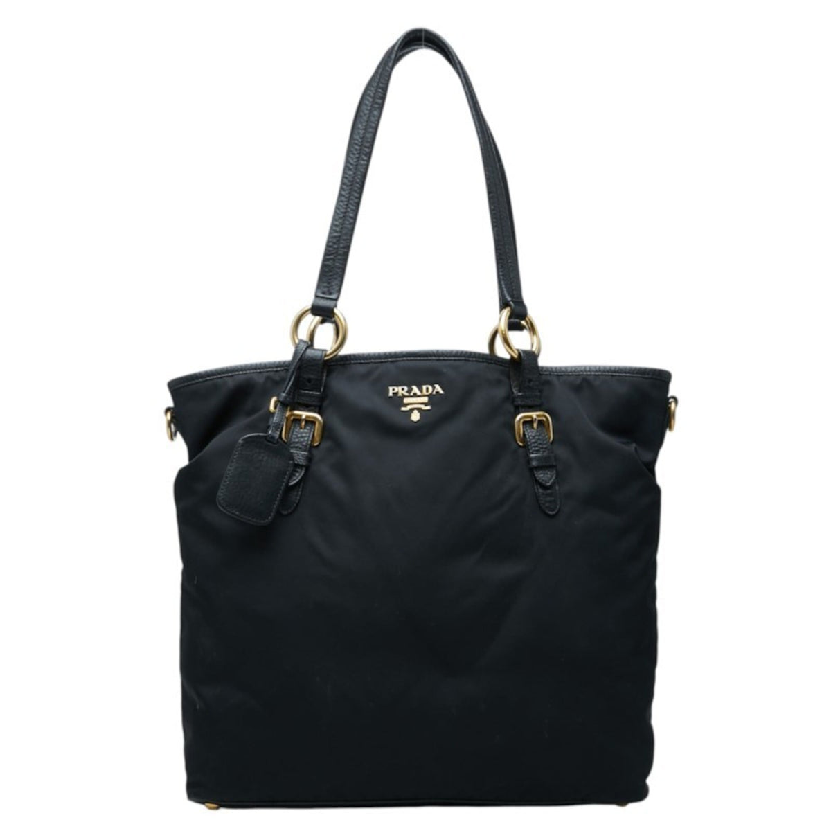Prada Black Nylon Leather Tote Bag (Pre-Owned)