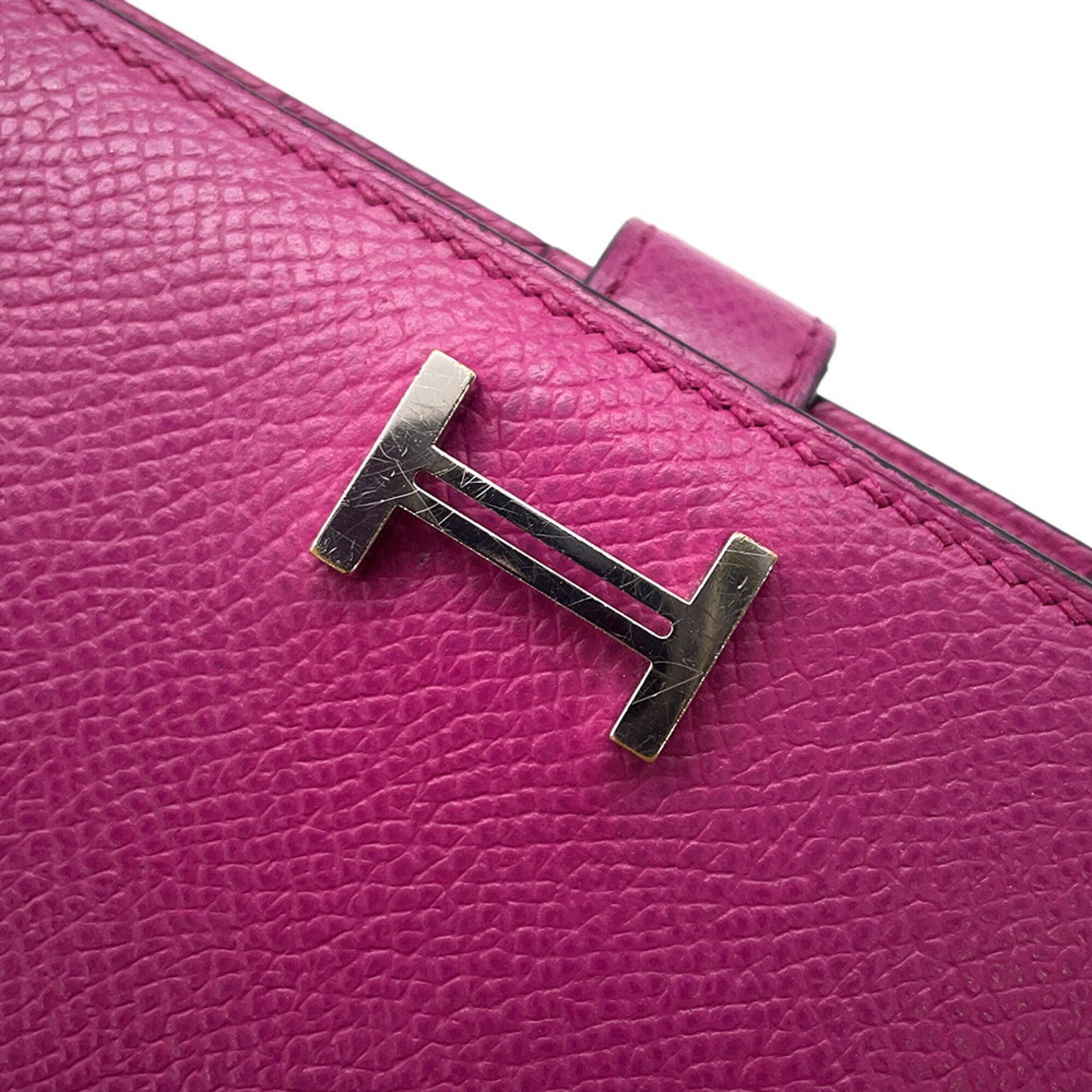 Hermes Rose Purple Epsom Leather Long Wallet (Bi-Fold) (Pre-Owned)
