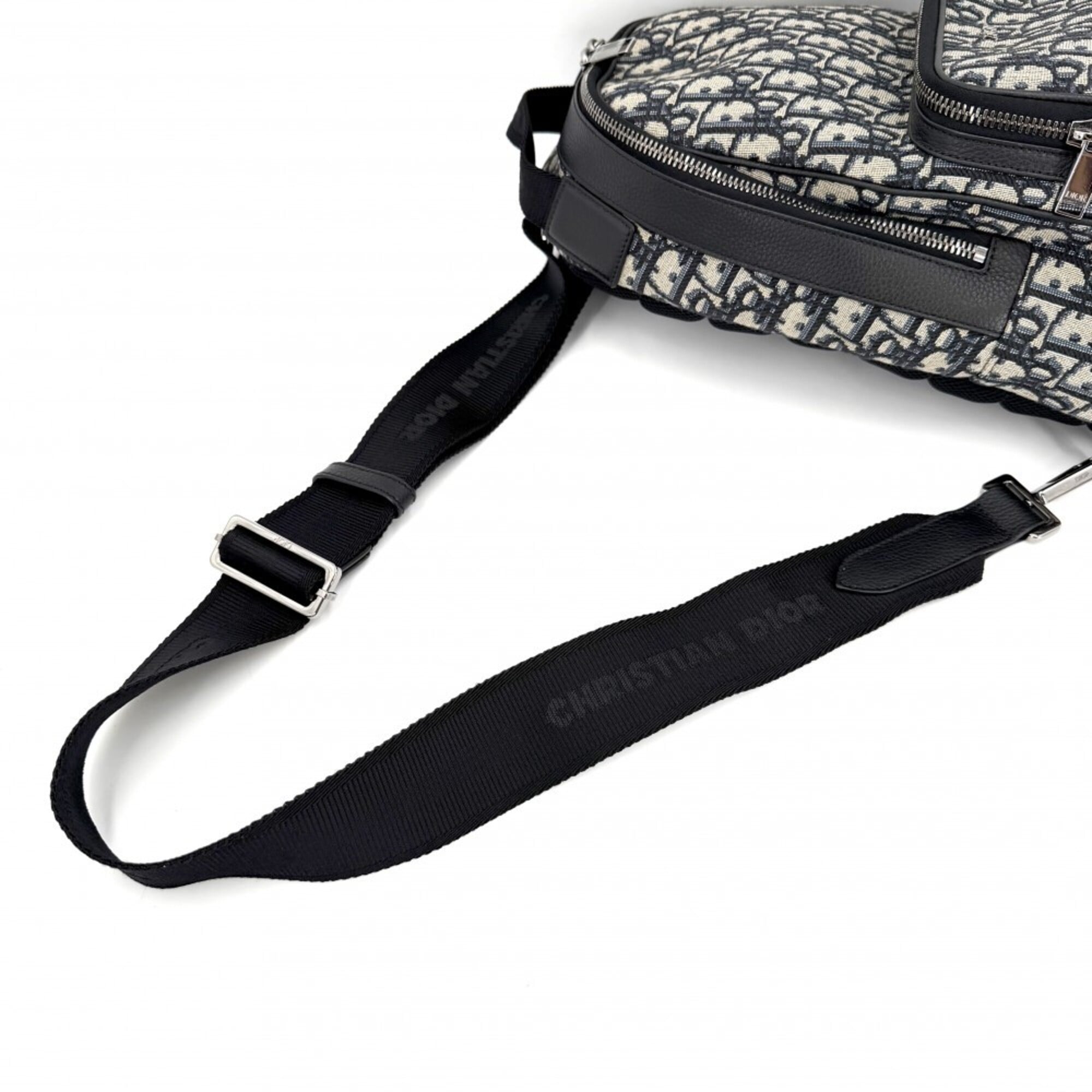 Dior Homme Beige Black Navy Jacquard Crossbody Bag Shoulder Bag (Pre-Owned)