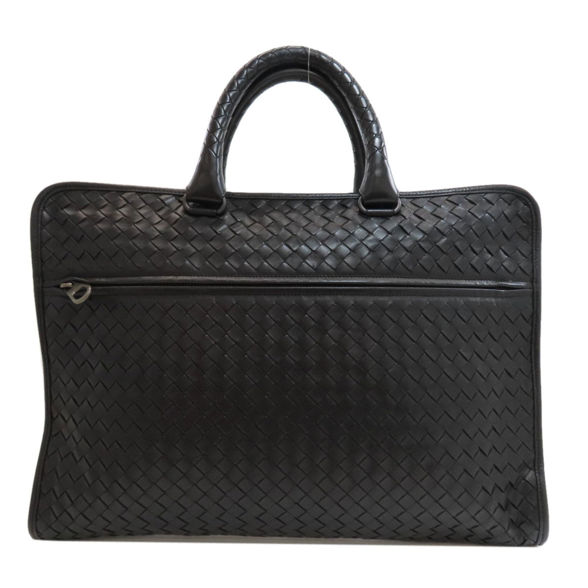 Bottega Veneta Intrecciato Black Leather Briefcase (Pre-Owned)