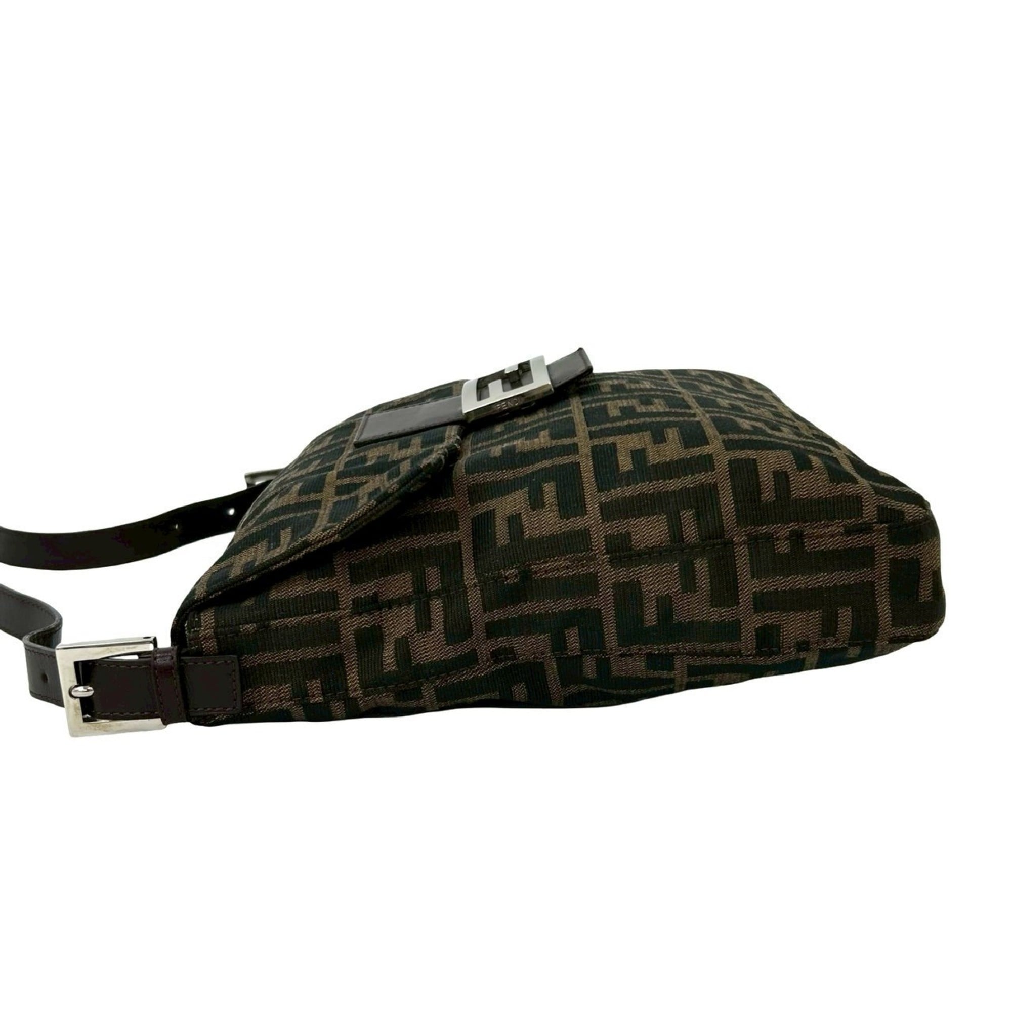 Fendi Brown Canvas Leather Handbag Shoulder Bag (Pre-Owned)
