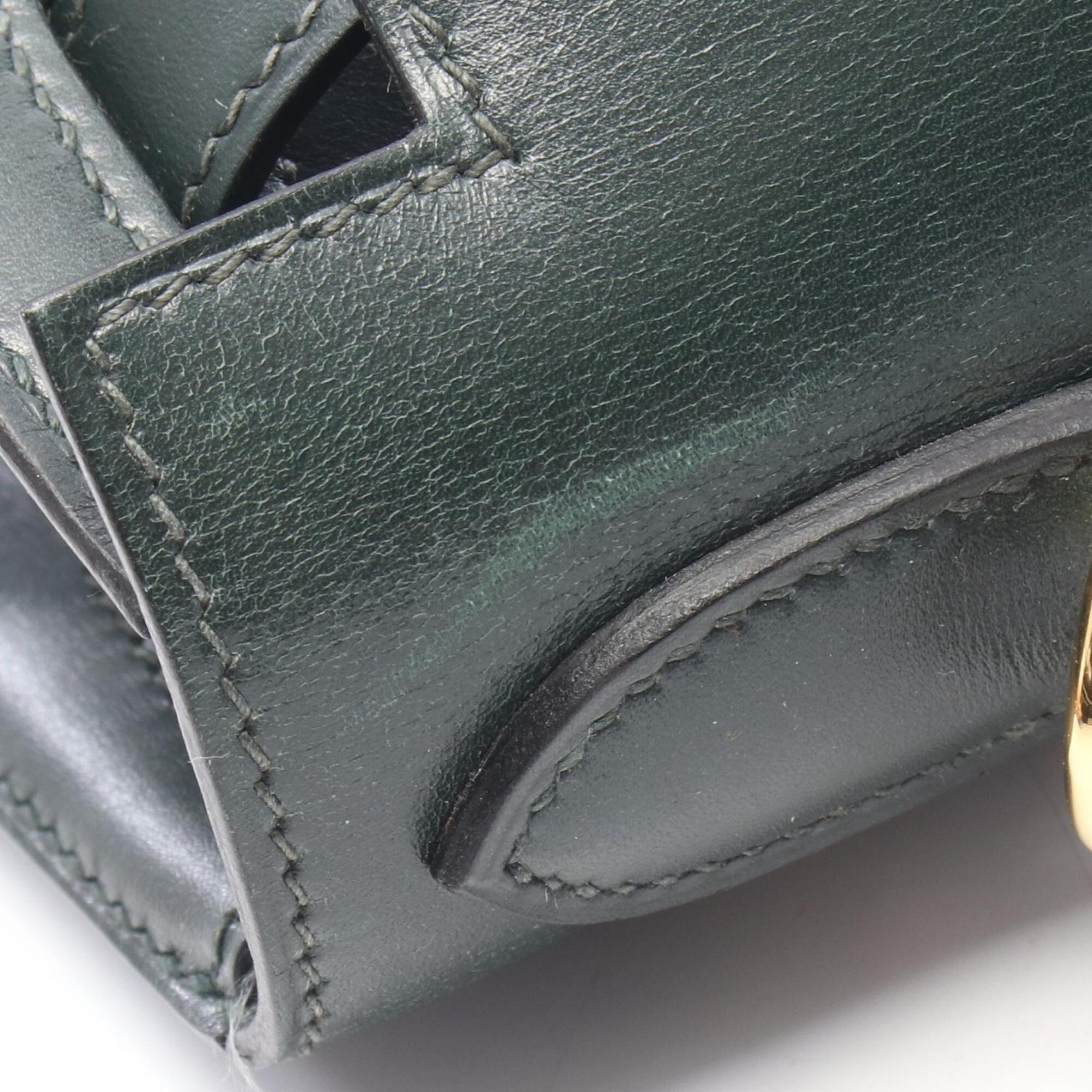 Hermes Green Box Calf Leather Handbag (Pre-Owned)