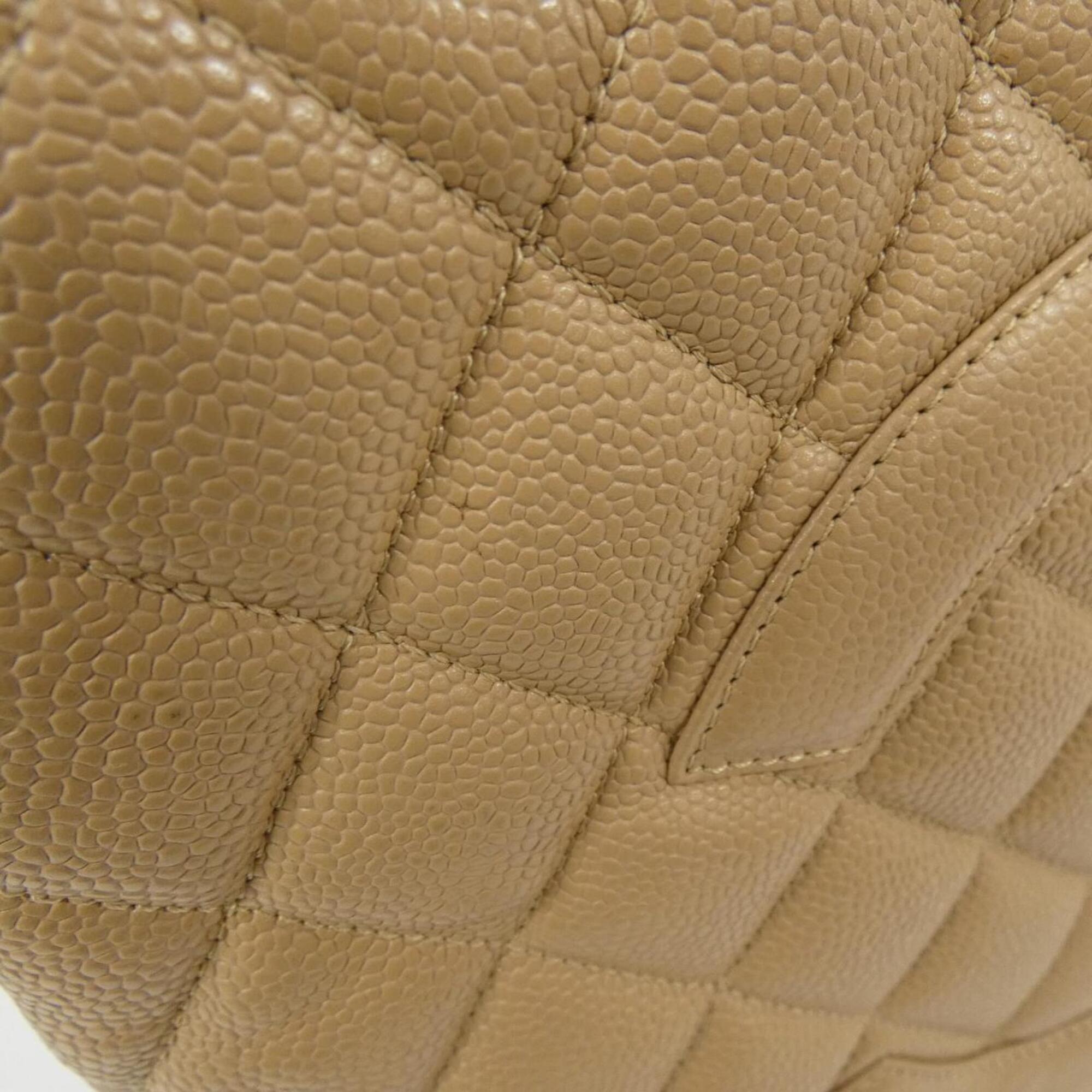 Chanel Beige Grained Calfskin Handbag (Pre-Owned)