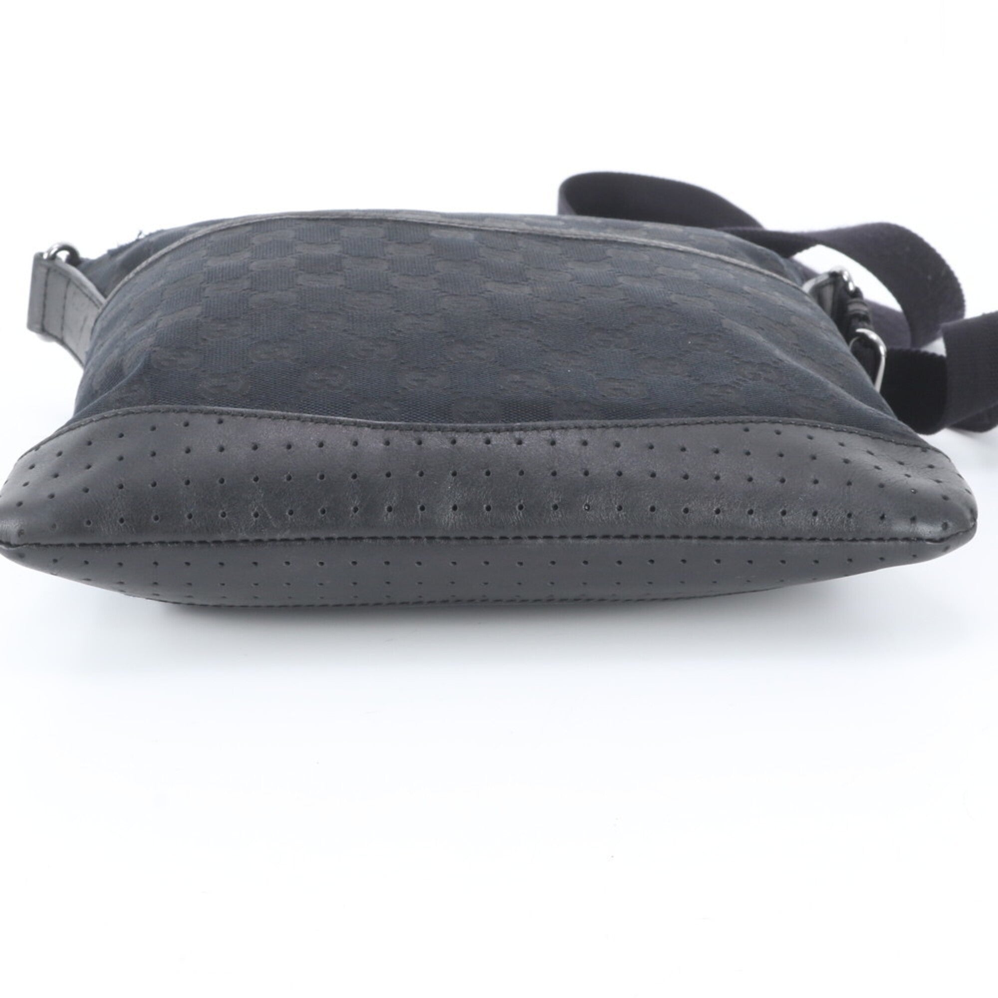 Gucci Black Leather Canvas Shoulder Bag (Pre-Owned)