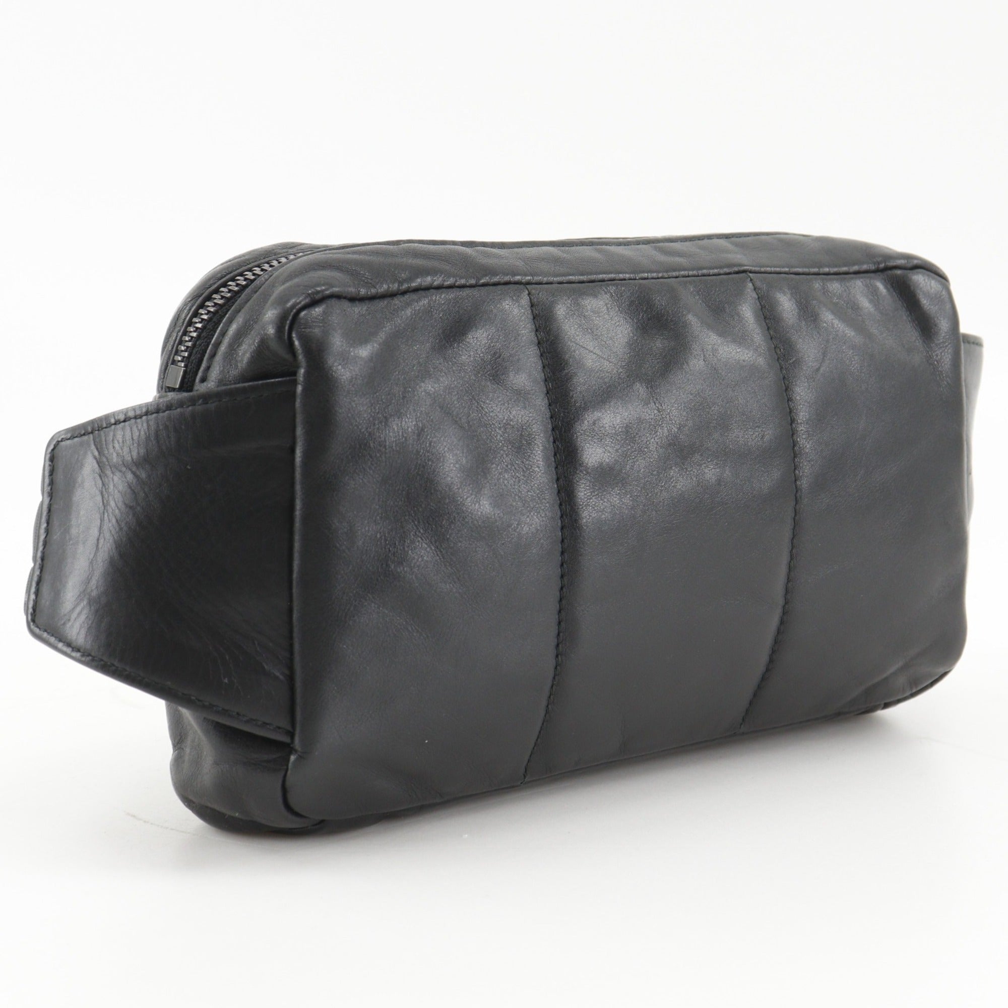 Bottega Veneta Intrecciato Black Leather Fanny Pack (Pre-Owned)
