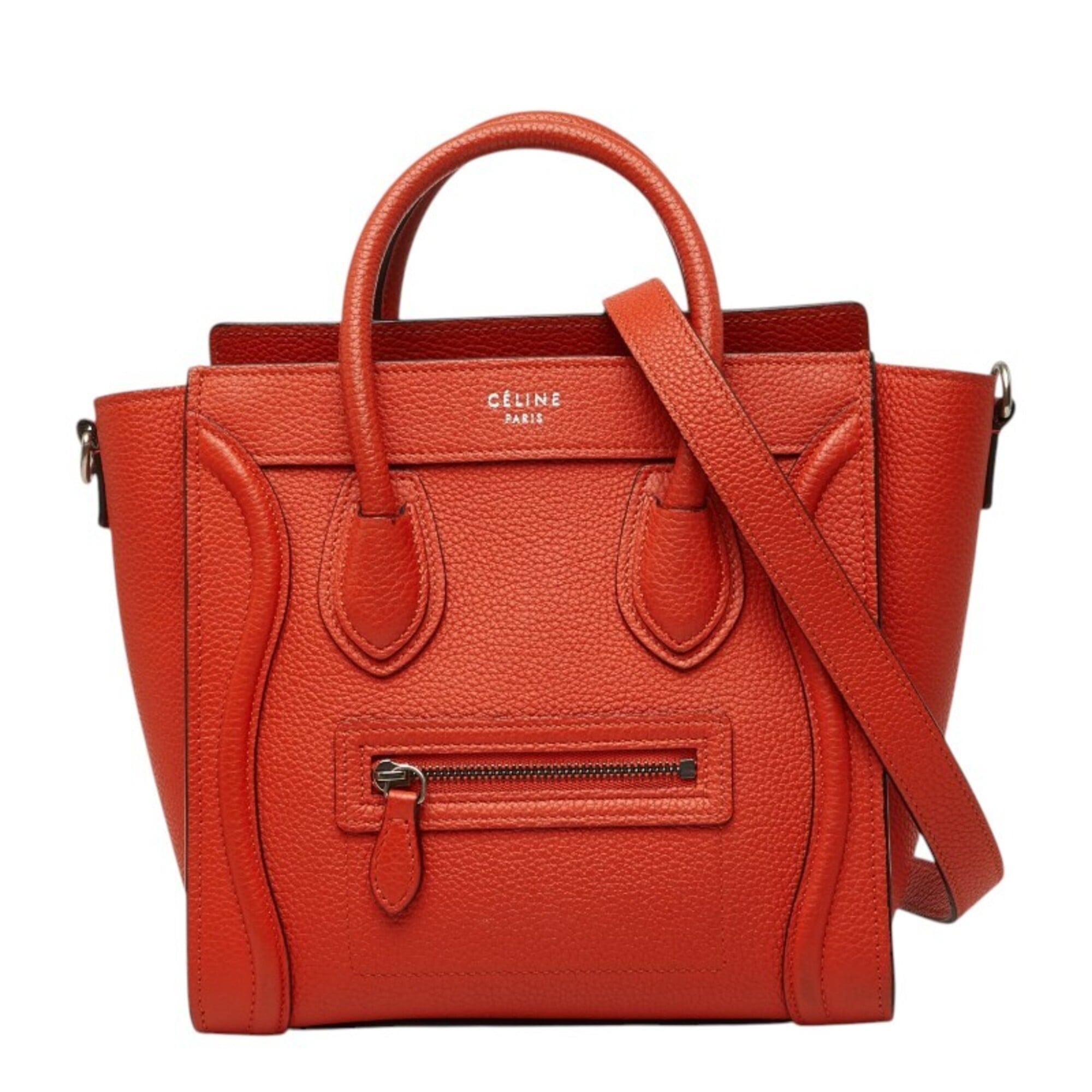 Celine Red Color Leather Handbag Shoulder Bag (Pre-Owned)