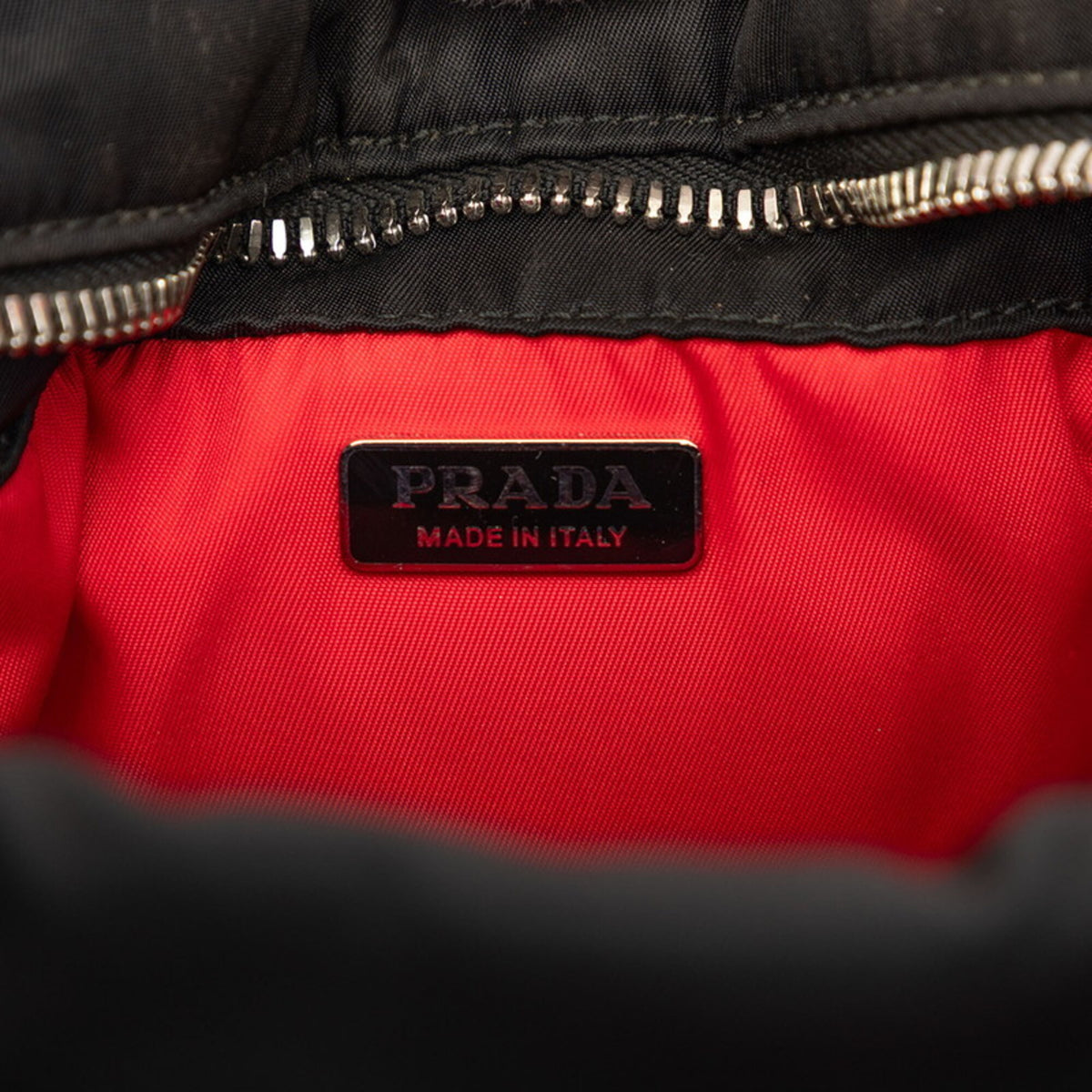 Prada Black Red Color Nylon Handbag Shoulder Bag (Pre-Owned)