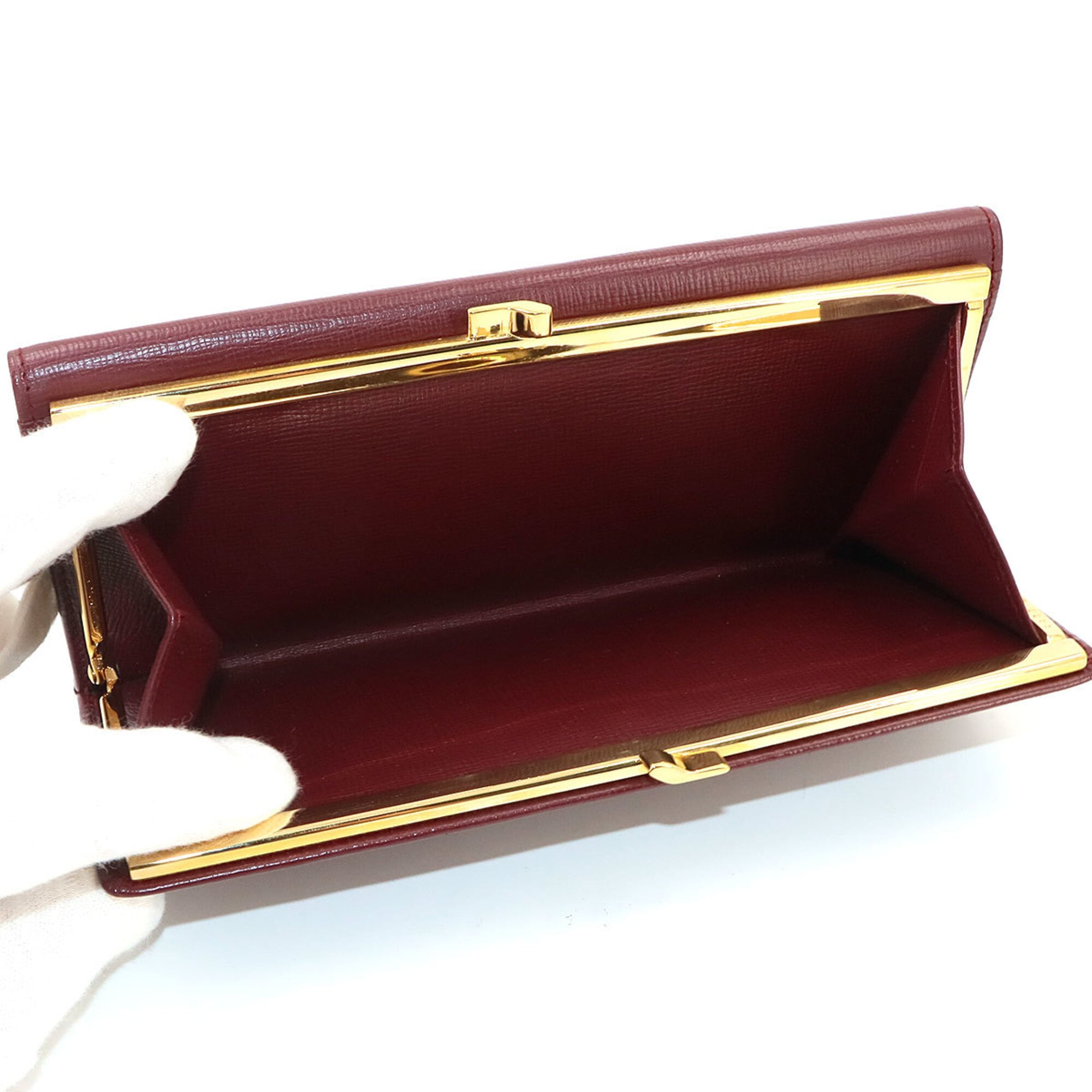 Cartier Bordeaux Leather Long Wallet (Tri-Fold) (Pre-Owned)