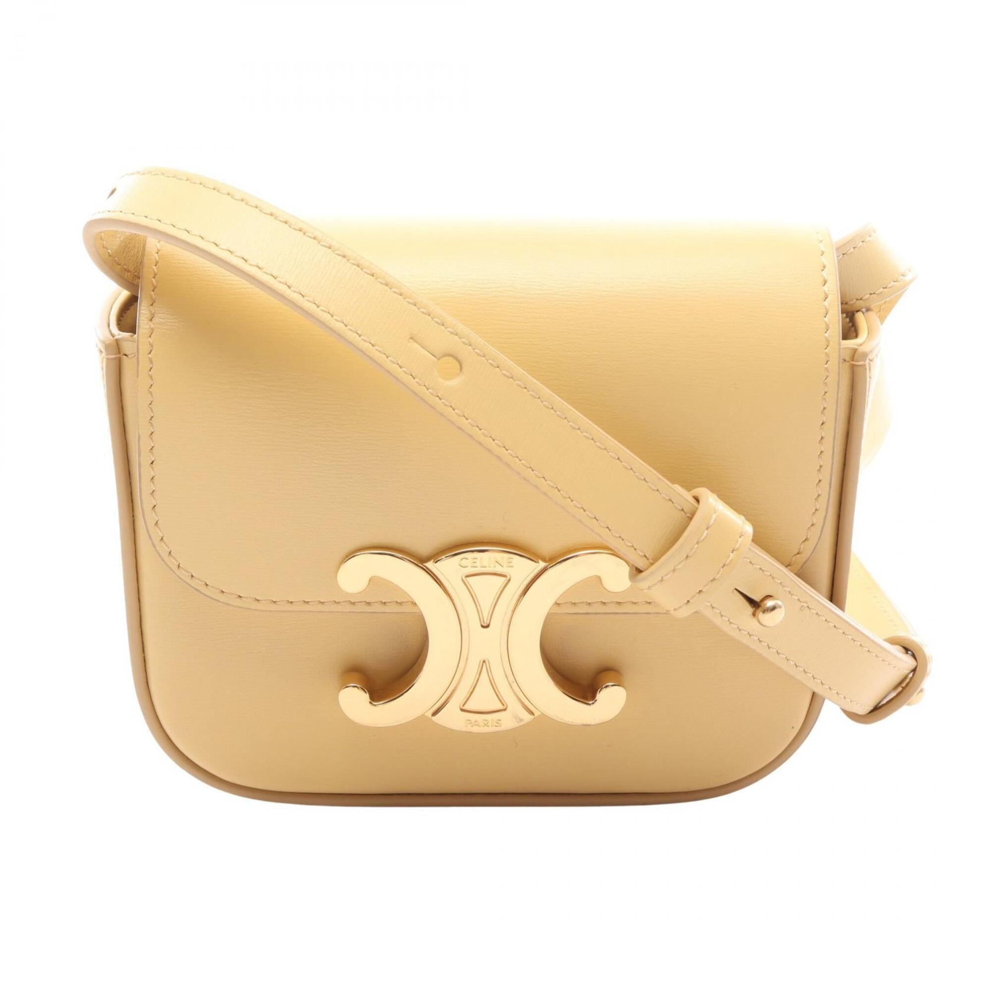 Celine Yellow Leather Handbag Shoulder Bag (Pre-Owned)