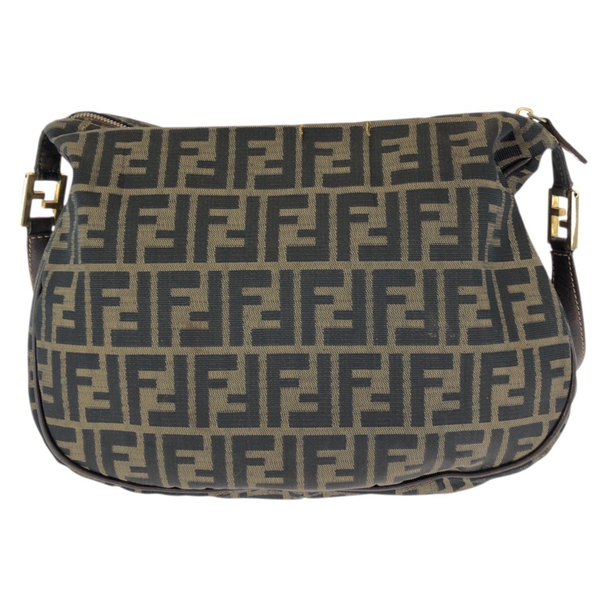 Fendi Dark Brown Canvas Messenger Bag Shoulder Bag (Pre-Owned)
