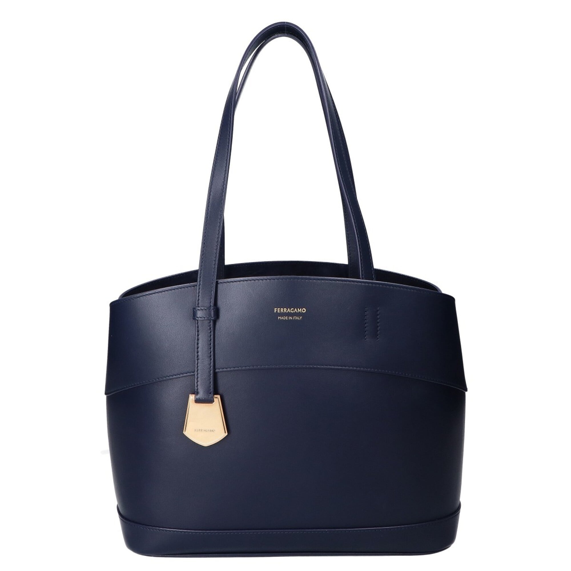 Salvatore Ferragamo Navy Leather Tote Bag (Pre-Owned)