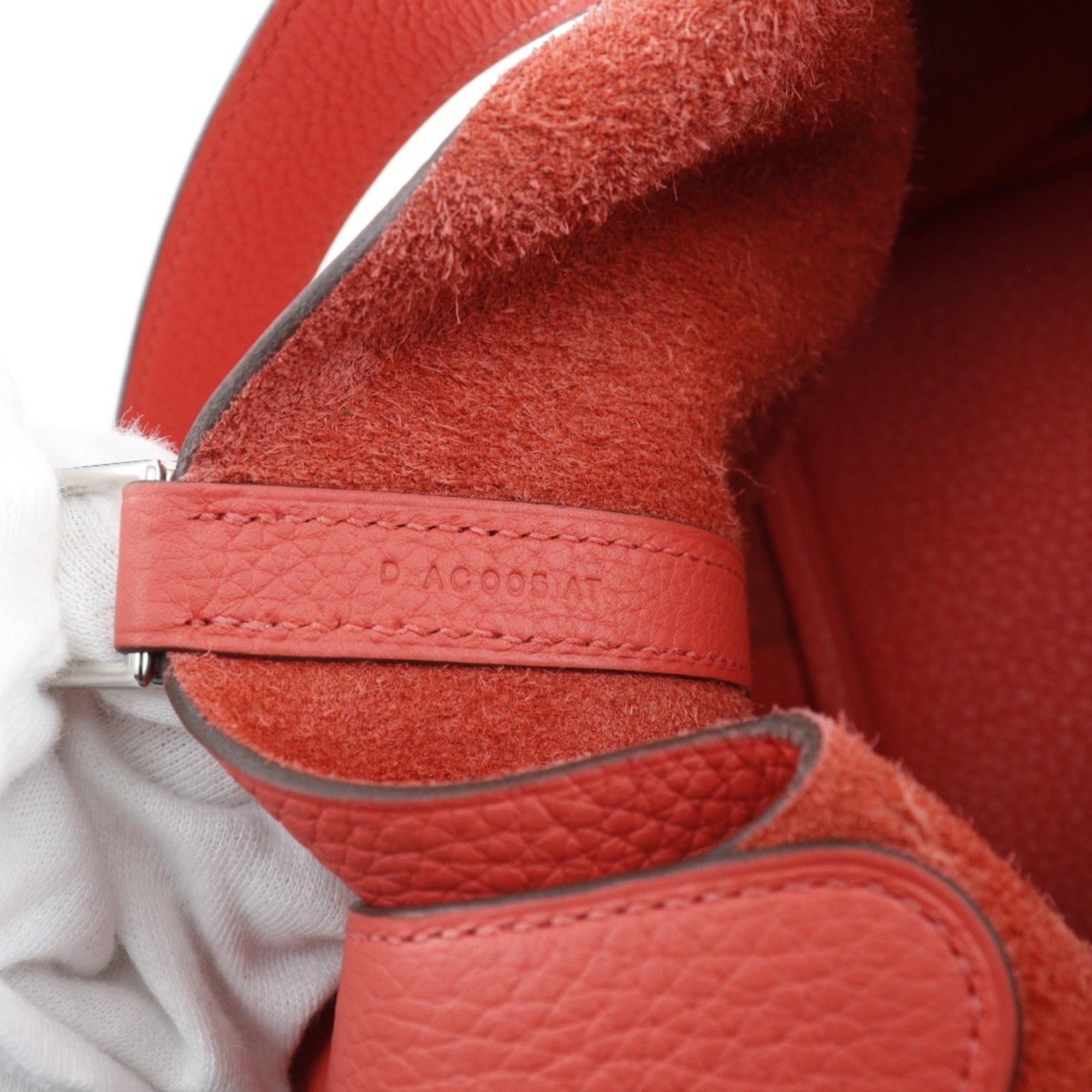 Hermes Red Color Taurillon Clemence Leather Handbag (Pre-Owned)