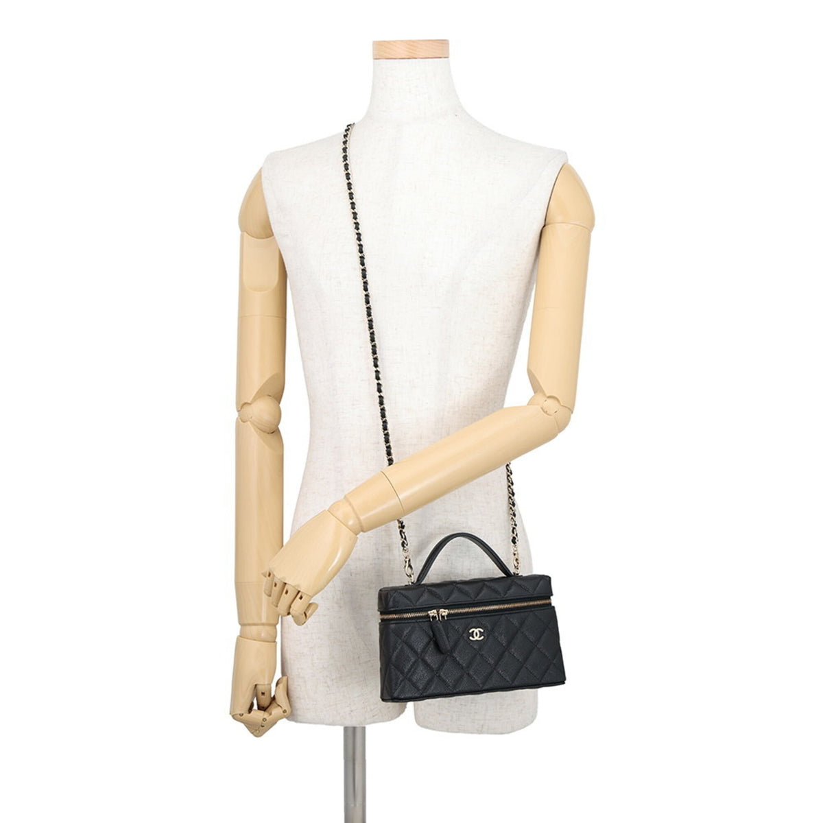 Chanel Black Grained Calfskin Shoulder Bag