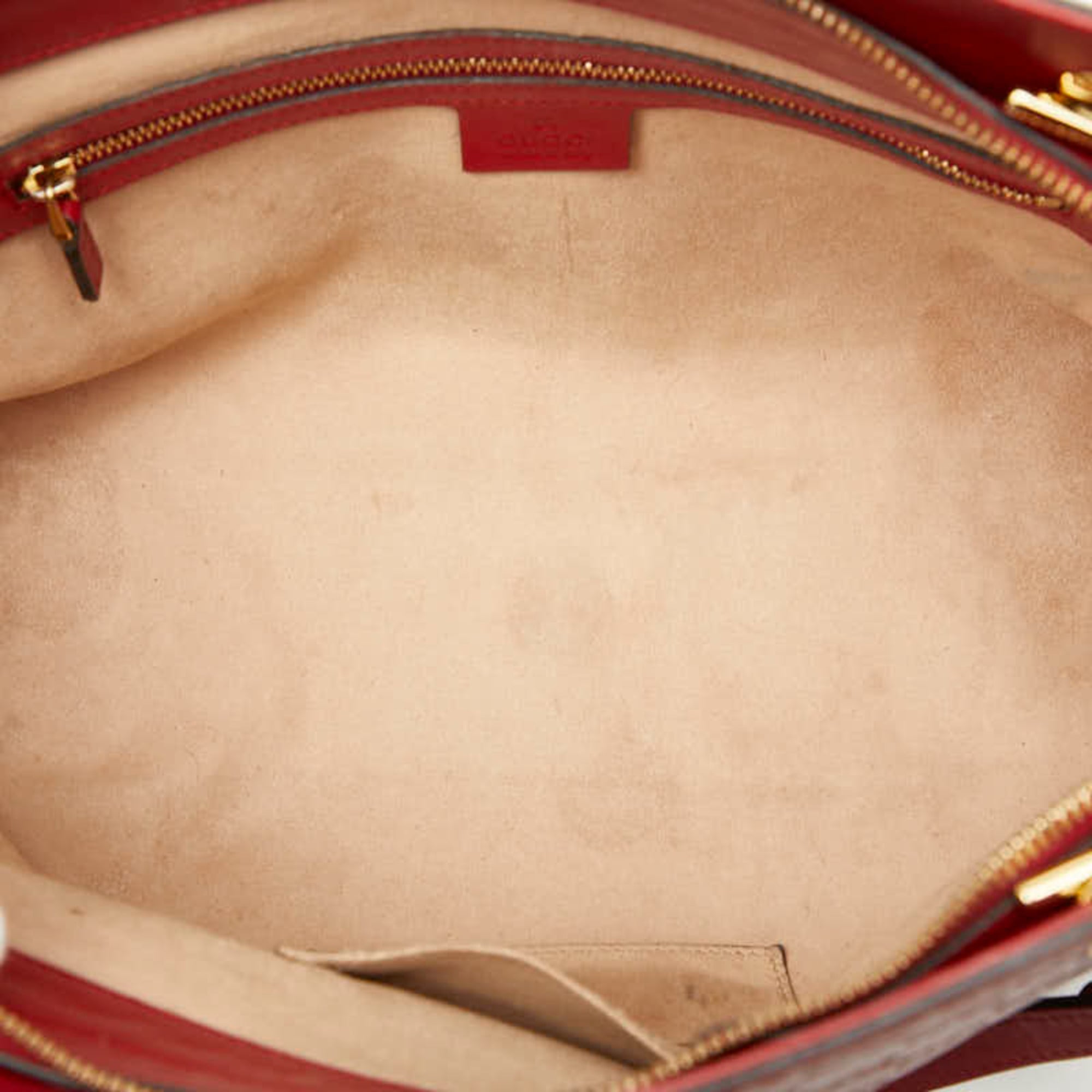 Gucci Red Color Leather Tote Bag (Pre-Owned)