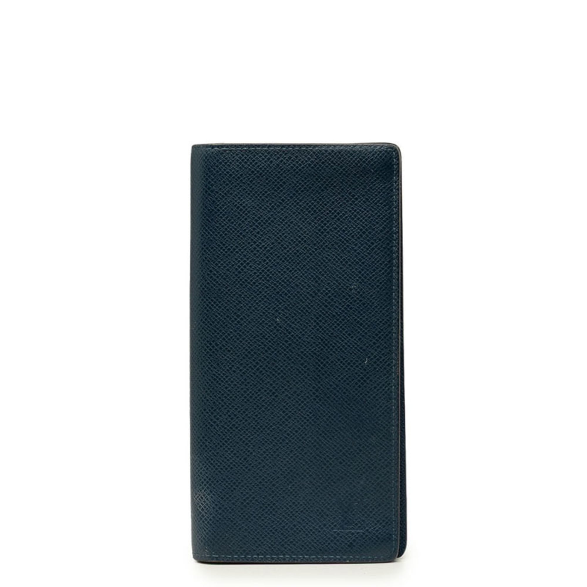 Louis Vuitton Taiga Navy Navy Blue Taiga Leather Long Wallet (Bi-Fold) (Pre-Owned)
