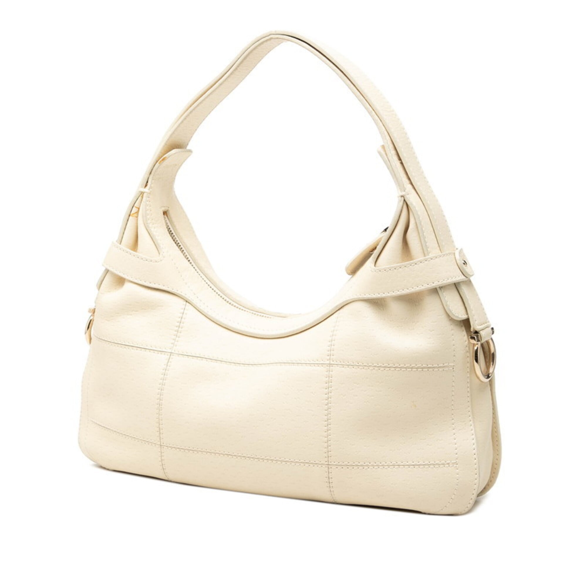 Salvatore Ferragamo Beige Cream Ivory Leather Handbag (Pre-Owned)