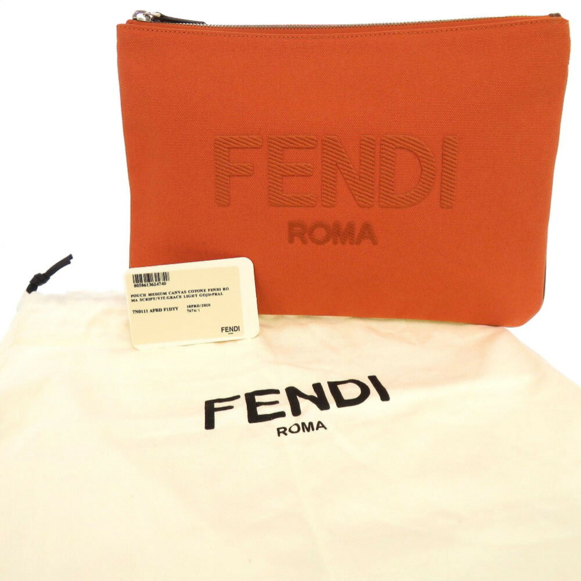 Fendi Orange Canvas Clutch Bag Pouch (Pre-Owned)