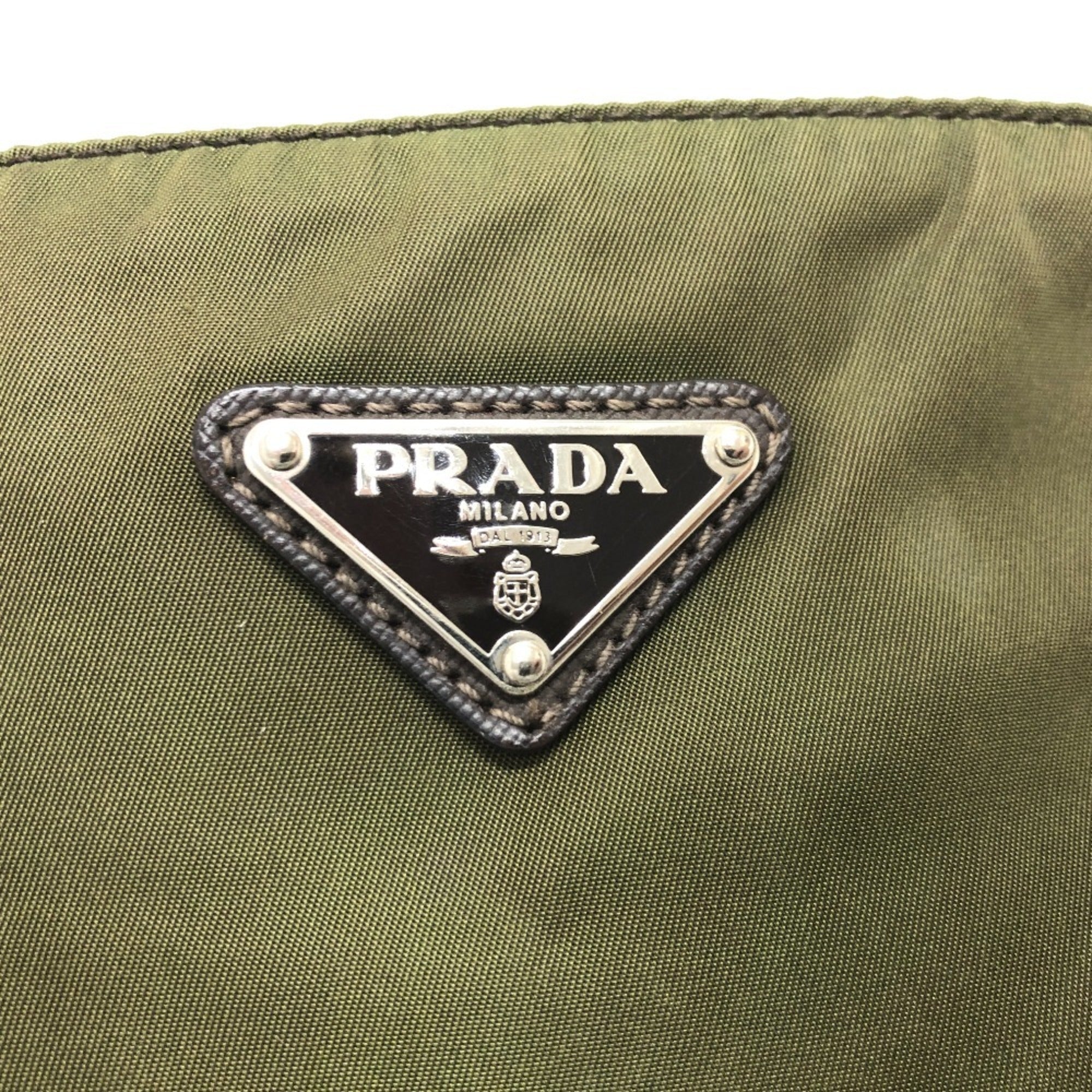 Prada Khaki Nylon Shoulder Bag (Pre-Owned)