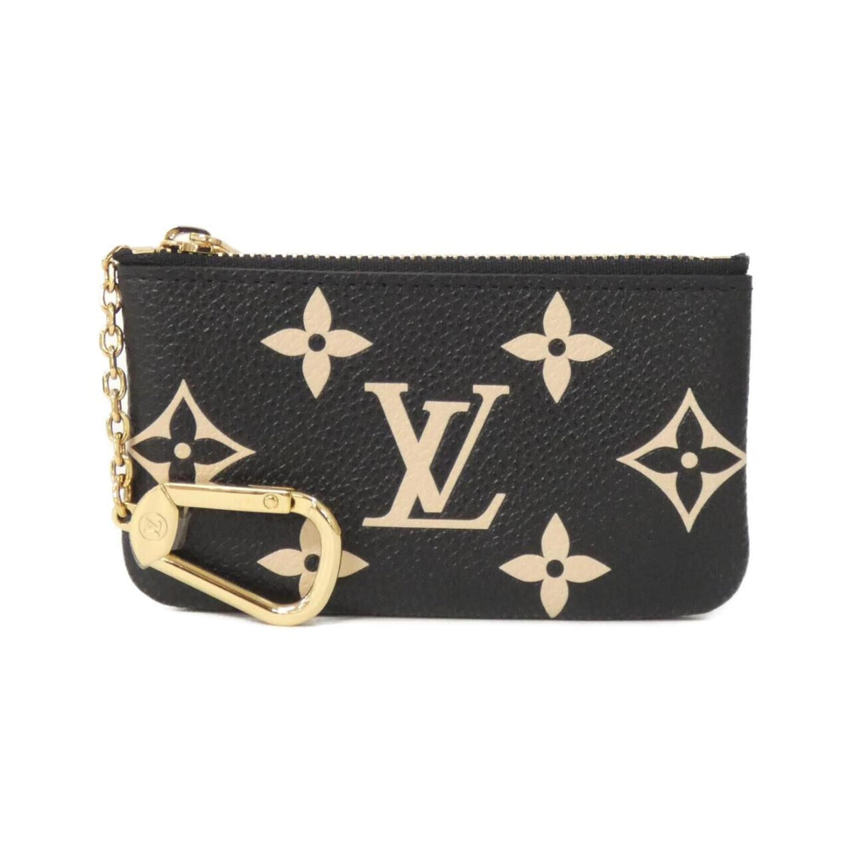 Louis Vuitton Beige Black Leather Coin Purse/Coin Case (Pre-Owned)