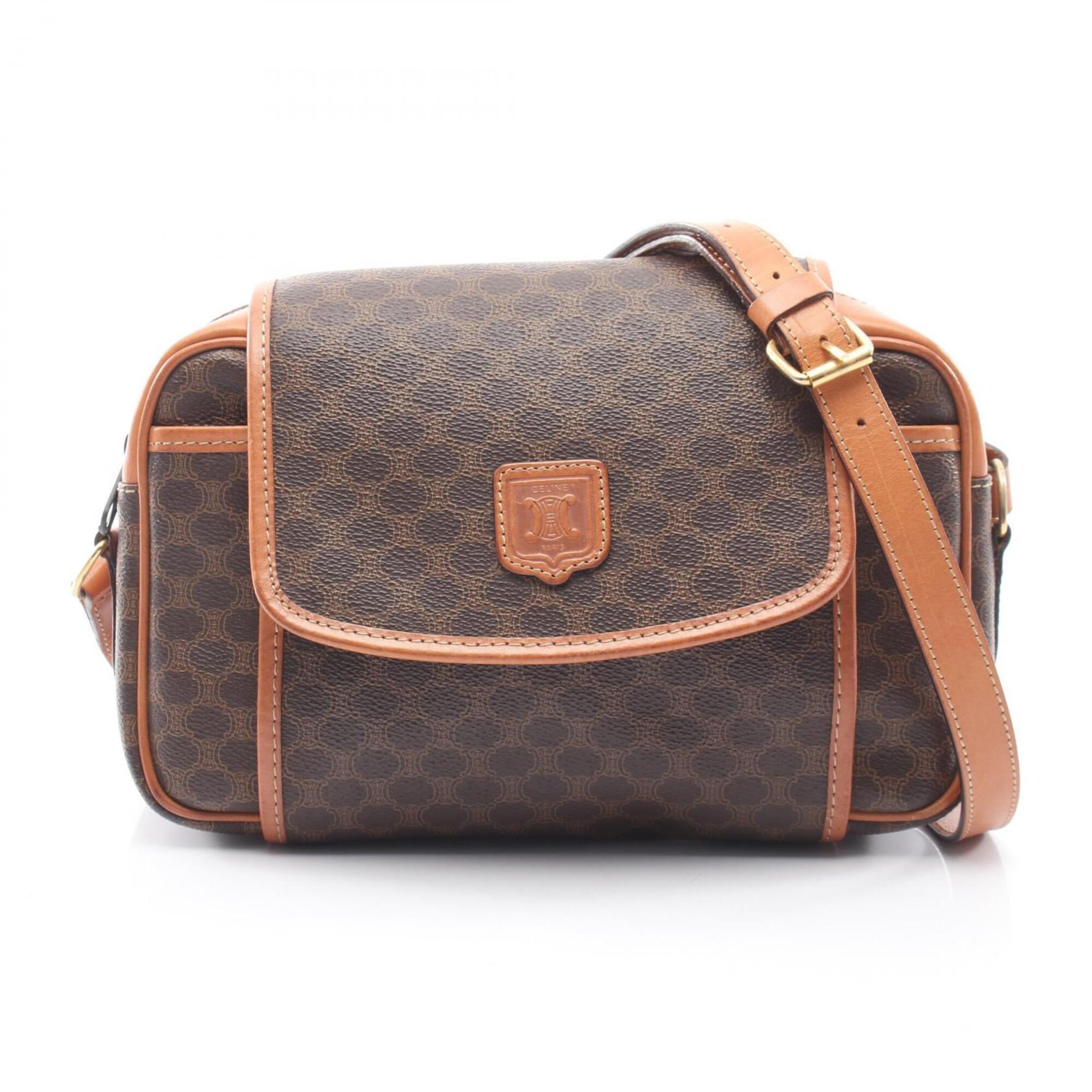 Celine Brown Coated Canvas Pvc Leather Handbag Shoulder Bag (Pre-Owned)