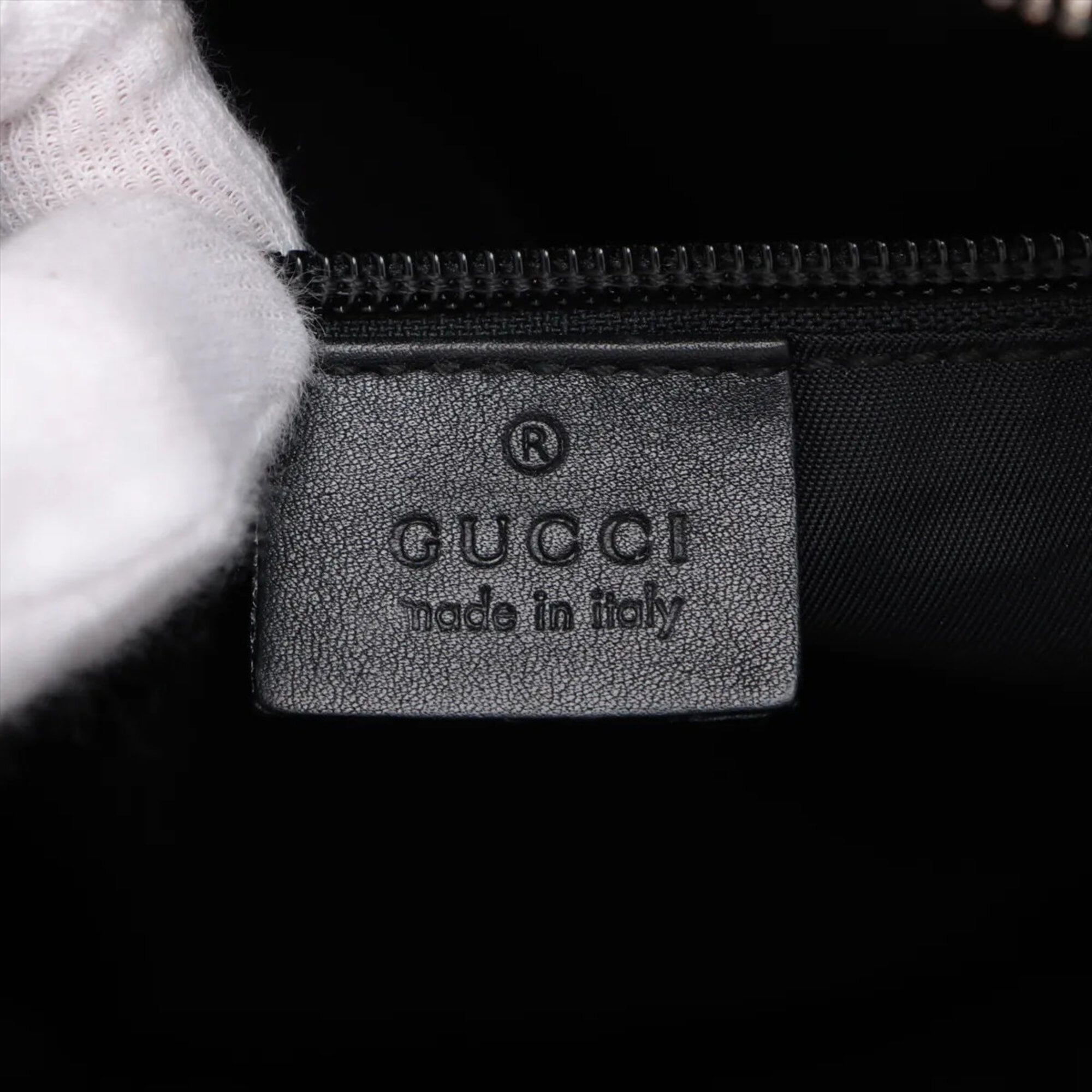 Gucci Black Leather Nylon Messenger Bag Shoulder Bag Tote Bag (Pre-Owned)