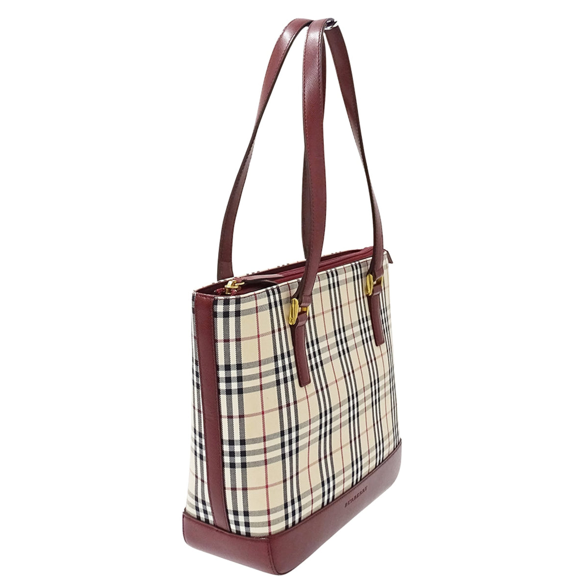 Burberry Beige Bordeaux Canvas Tote Bag (Pre-Owned)
