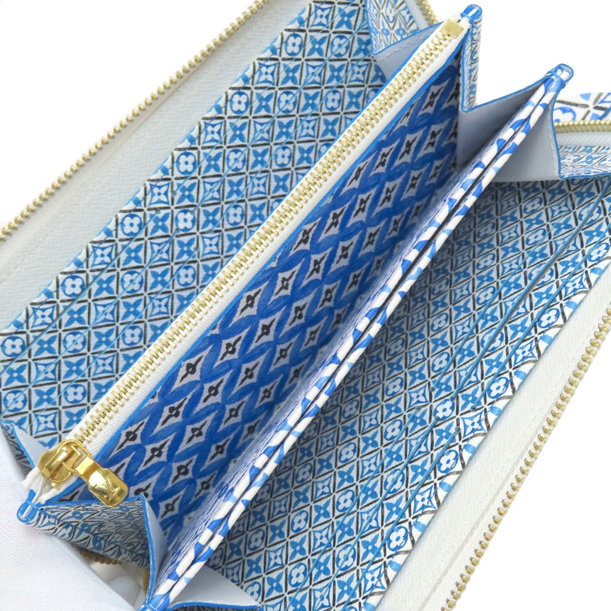 Louis Vuitton Blue White Monogram Long Wallet (Bi-Fold) (Pre-Owned)