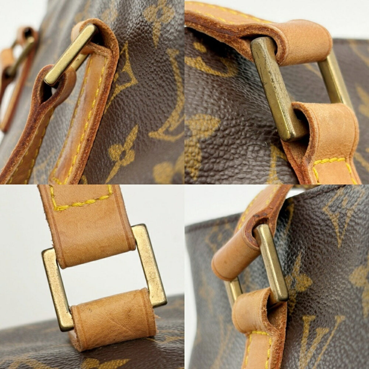 Louis Vuitton Brown Monogram Canvas Leather Shoulder Bag Tote Bag (Pre-Owned)