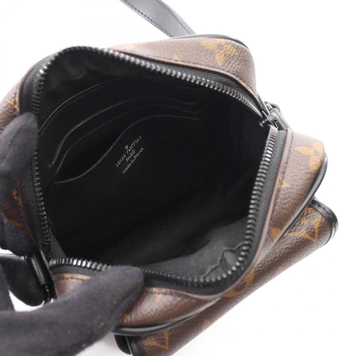 Louis Vuitton Black Brown Coated Canvas Leather Shoulder Bag (Pre-Owned)