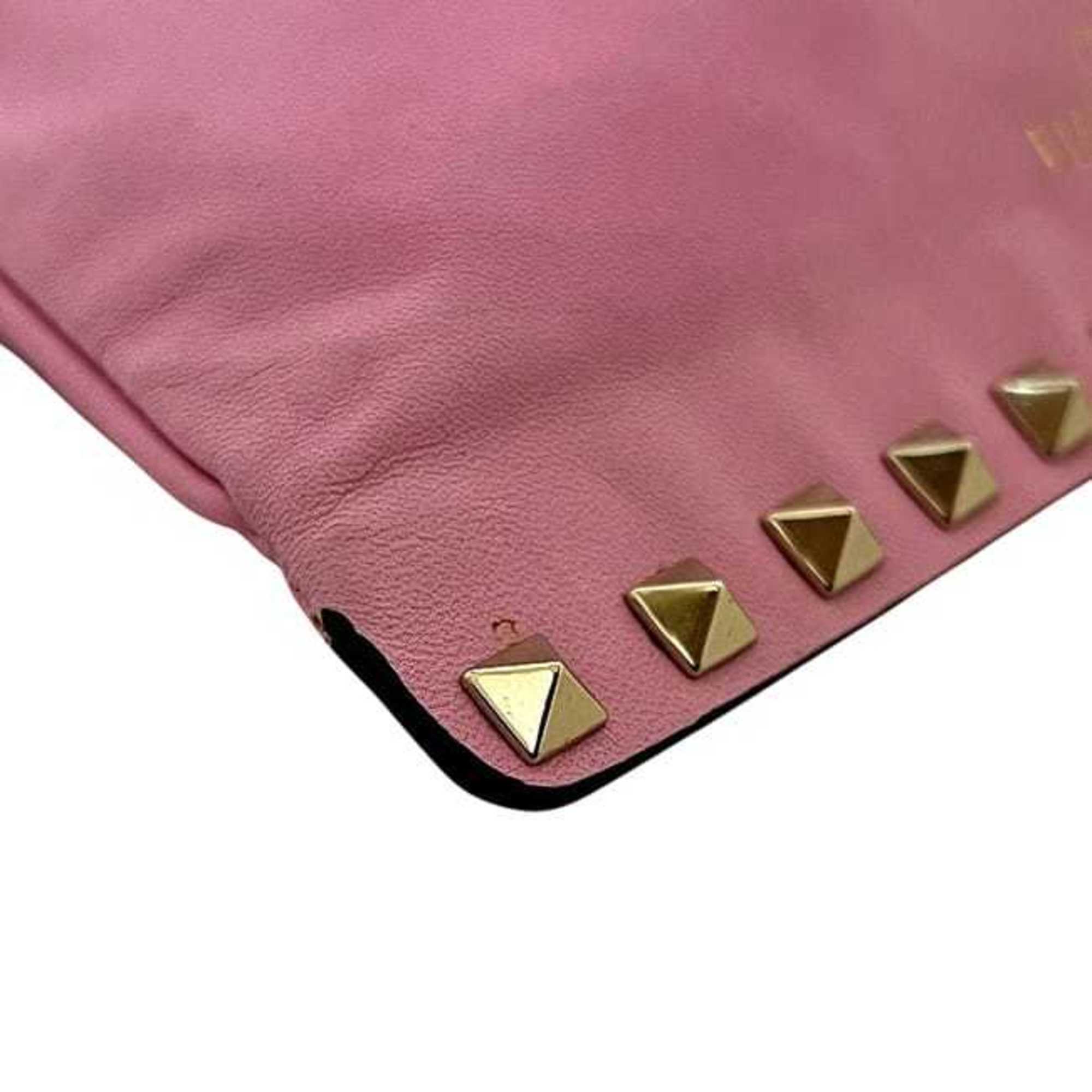 Valentino Garavani Pink Leather Clutch Bag Pouch (Pre-Owned)